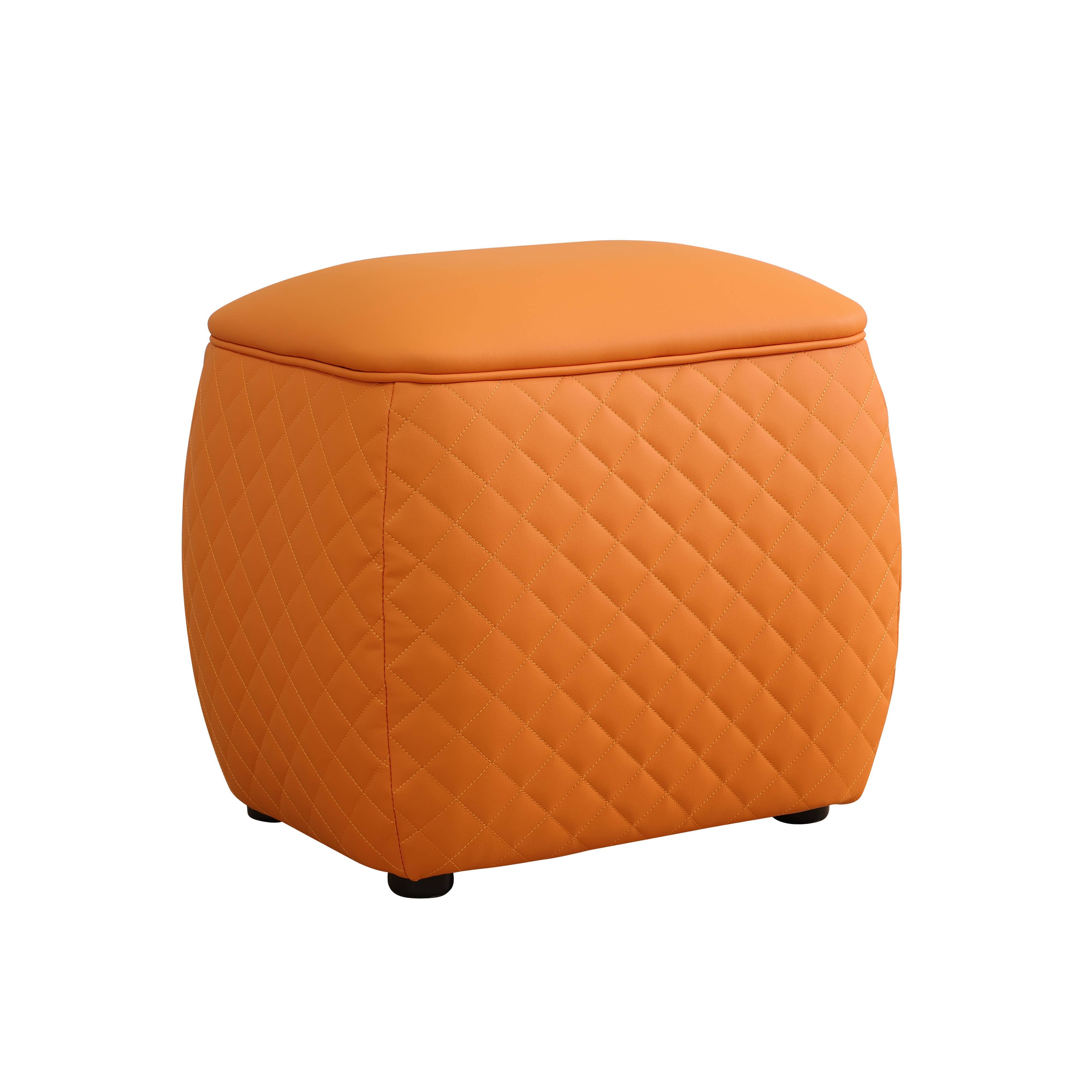Orange Cat-Scratch Leather living room Square Low Stool