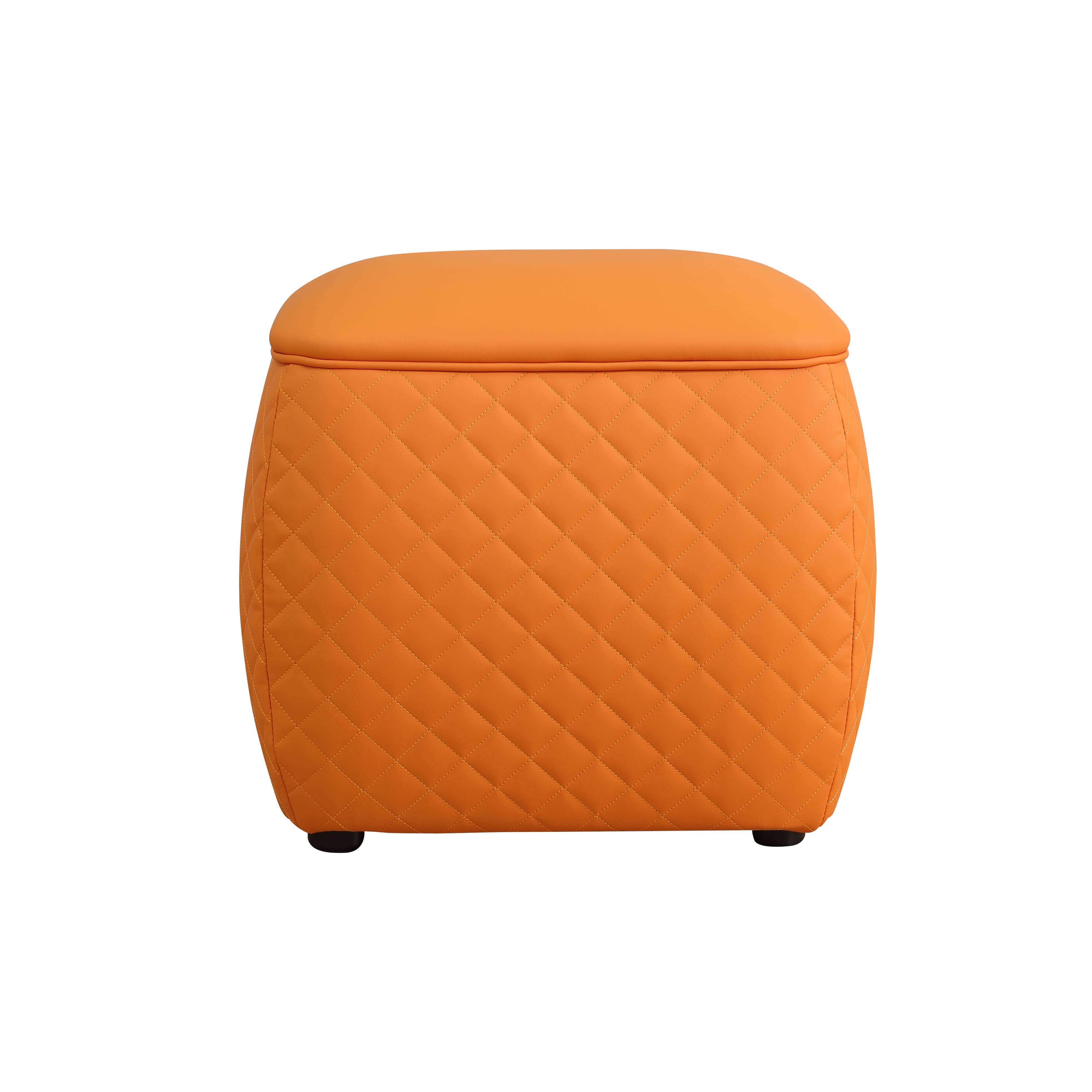 Orange Cat-Scratch Leather living room Square Low Stool