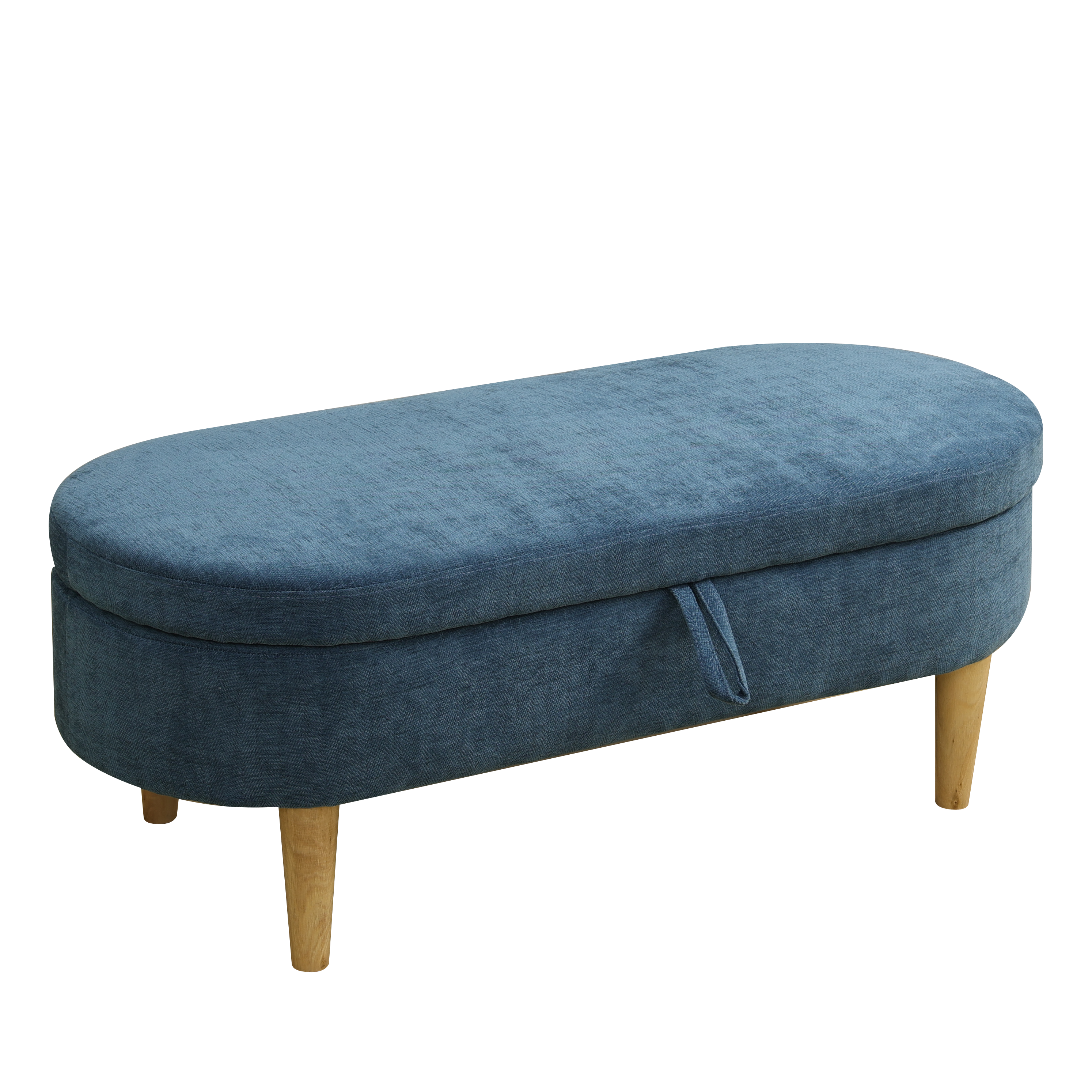 Blue Faux Fur Storage Ottoman with Large Compartment - Pickup in LA