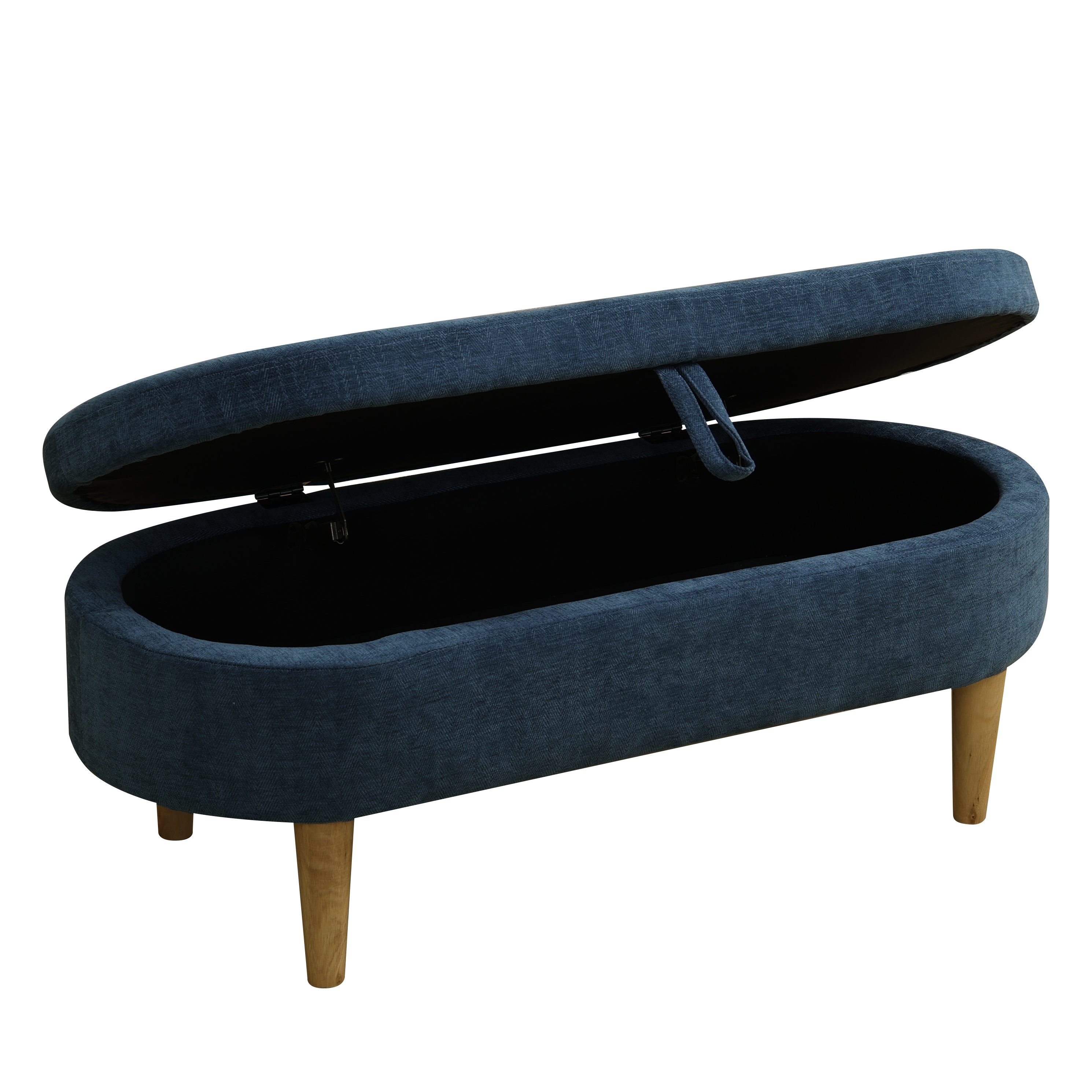 Blue Faux Fur Storage Ottoman with Large Compartment - Pickup in LA