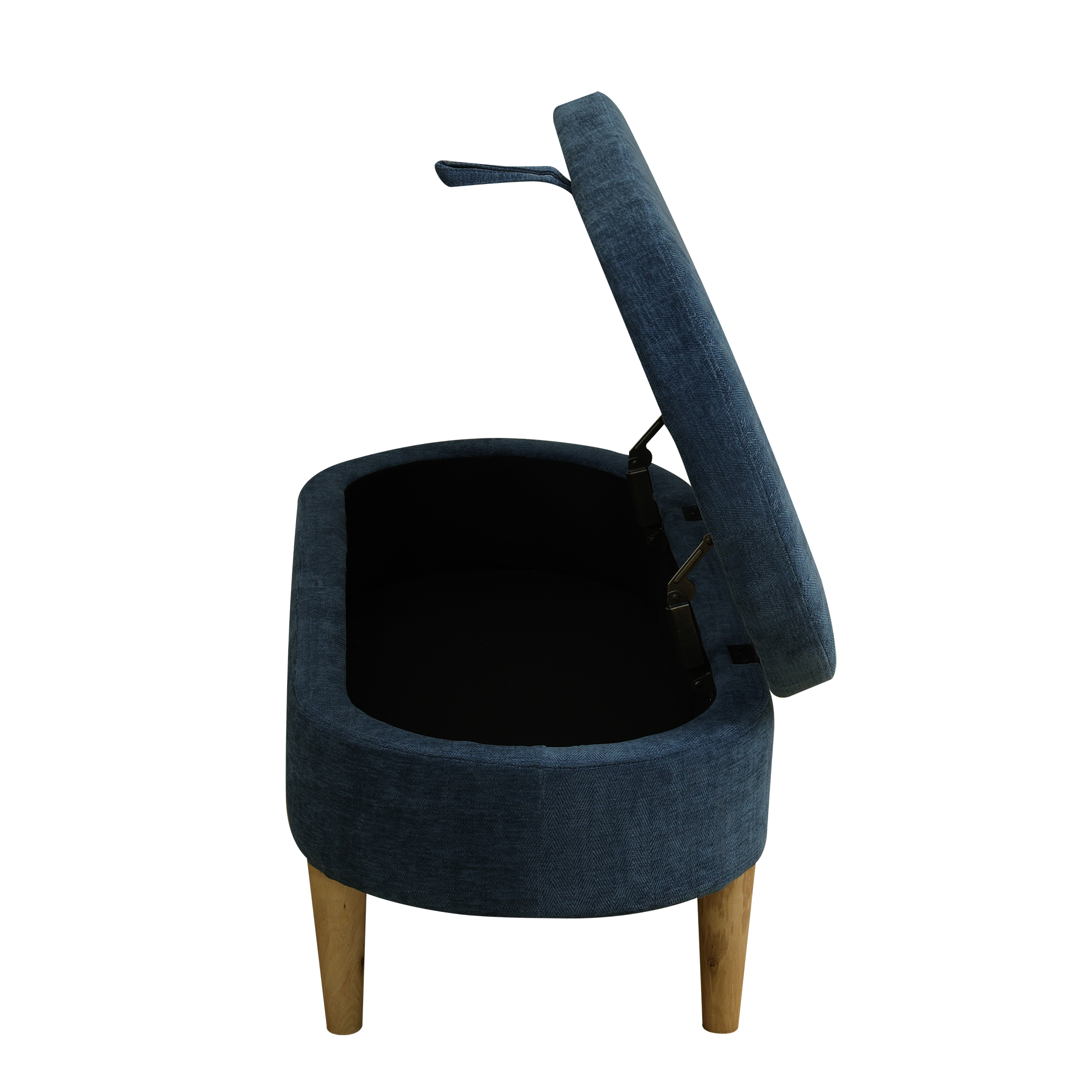 Blue Faux Fur Storage Ottoman with Large Compartment - Pickup in LA