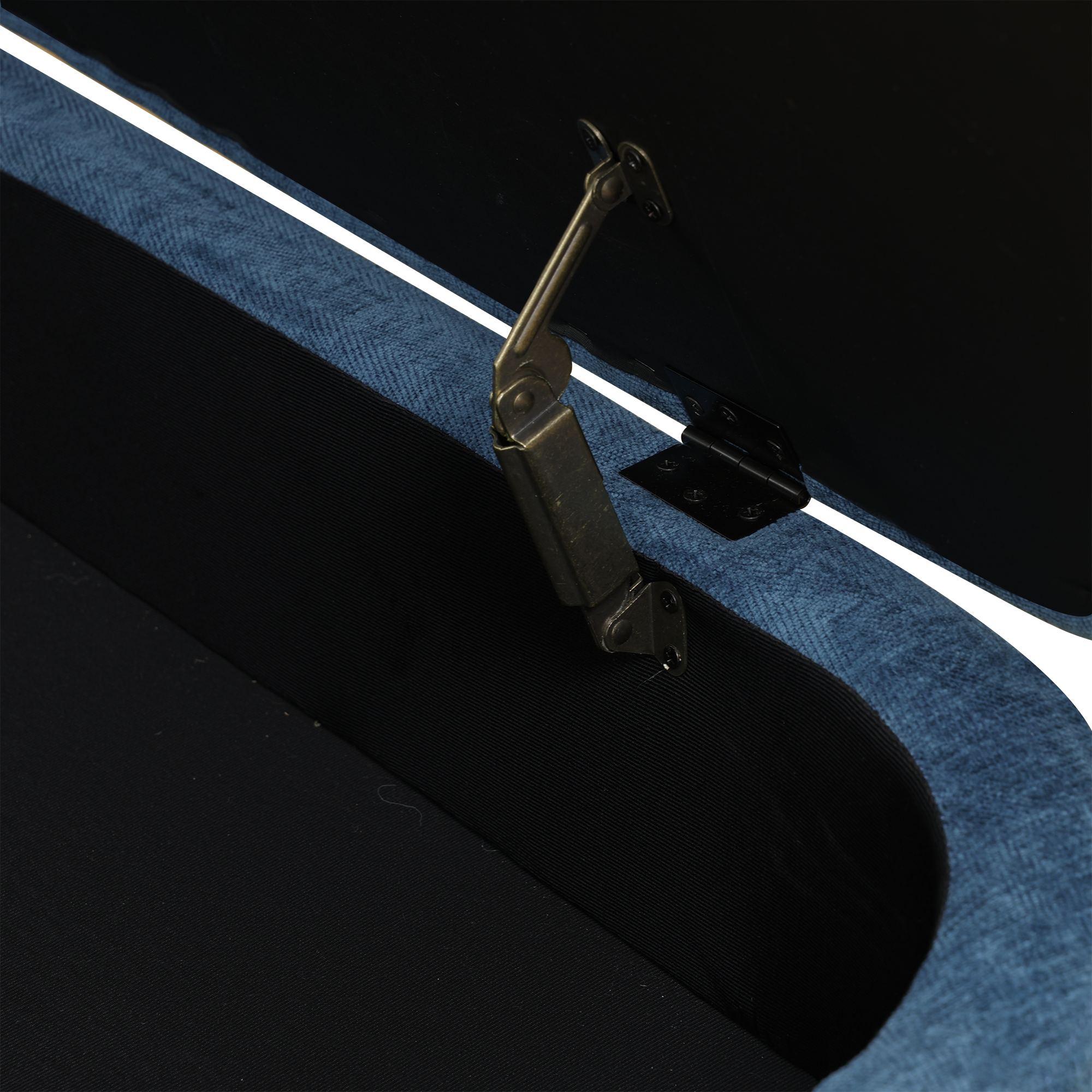 Blue Faux Fur Storage Ottoman with Large Compartment - Pickup in LA