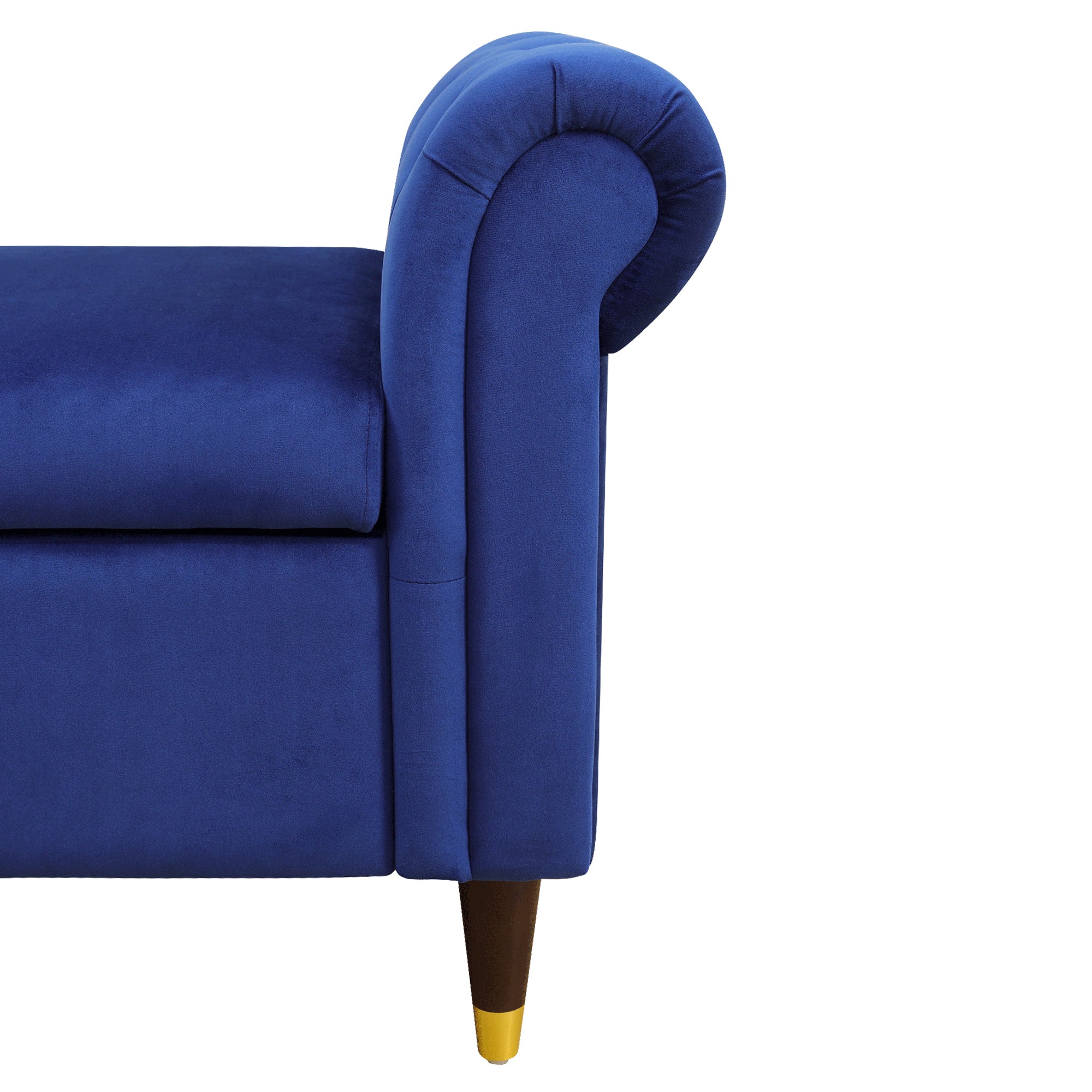 Blue Fluffy Fabric Bedroom Storage Bench