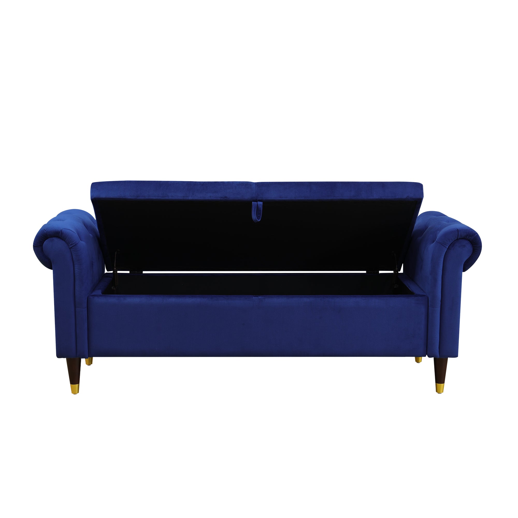 Blue Fluffy Fabric Bedroom Storage Bench