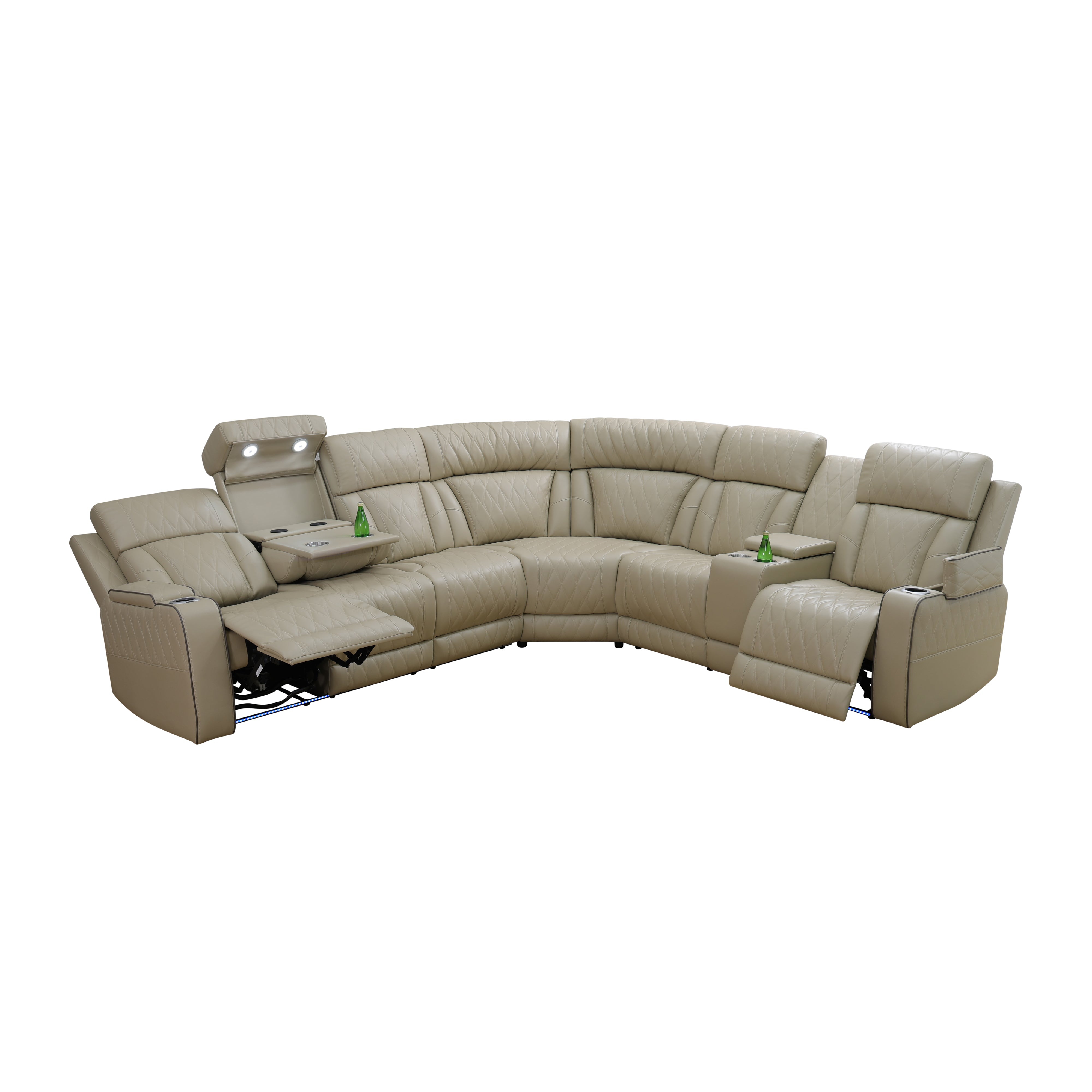 Ainehome Beige Breathing Leather 3-Piece Living Room Recliner Sofa set