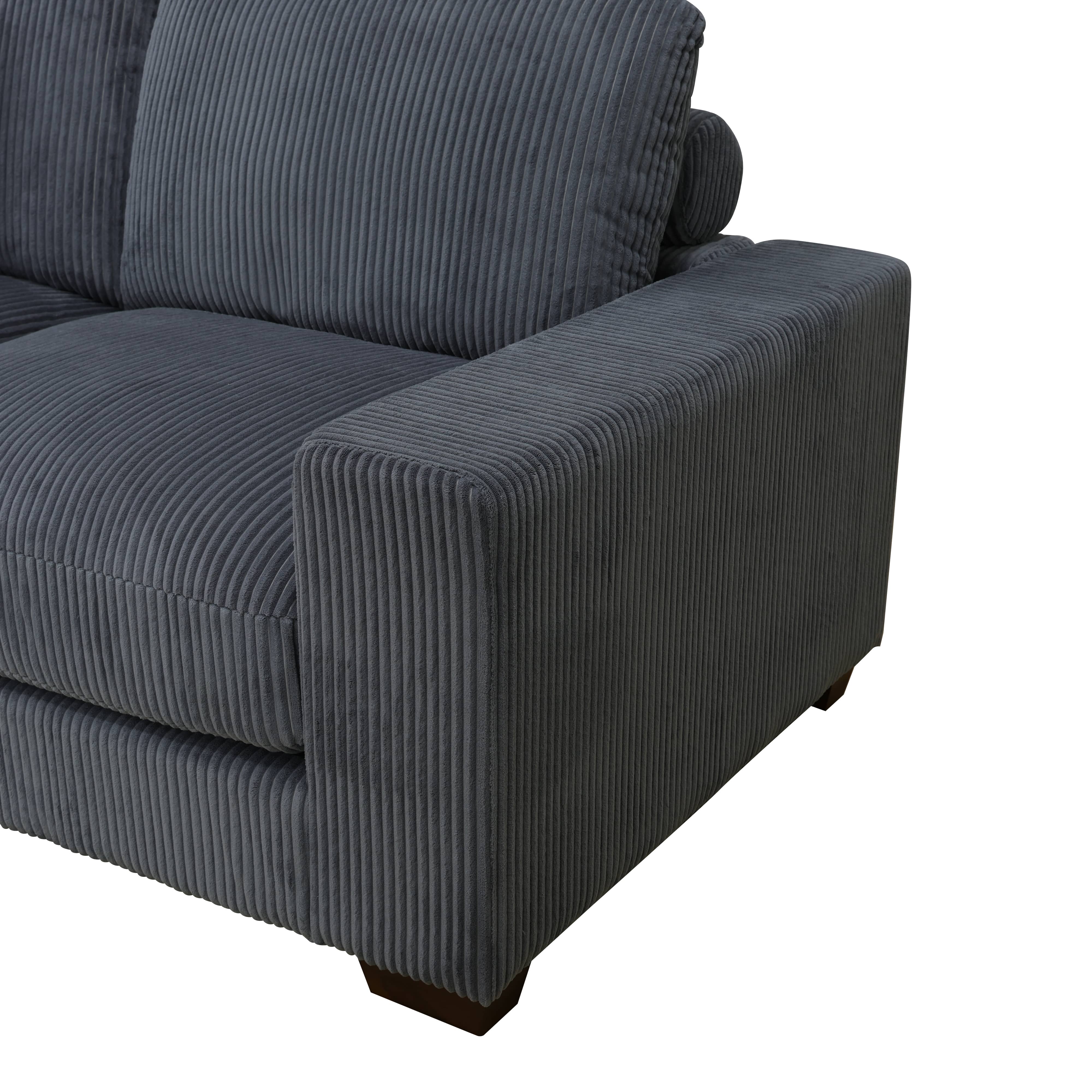 Ainehome Dark Grey Corduroy 7-Piece Living Room Sofa Set-1