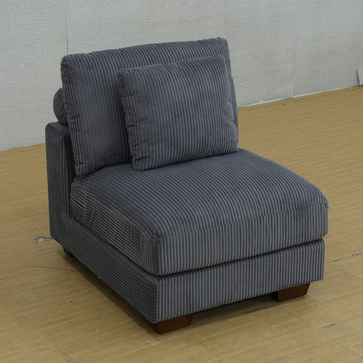 Dark Gray Corduroy 7-Piece Modular Sectional with Storage Ottoman - product image