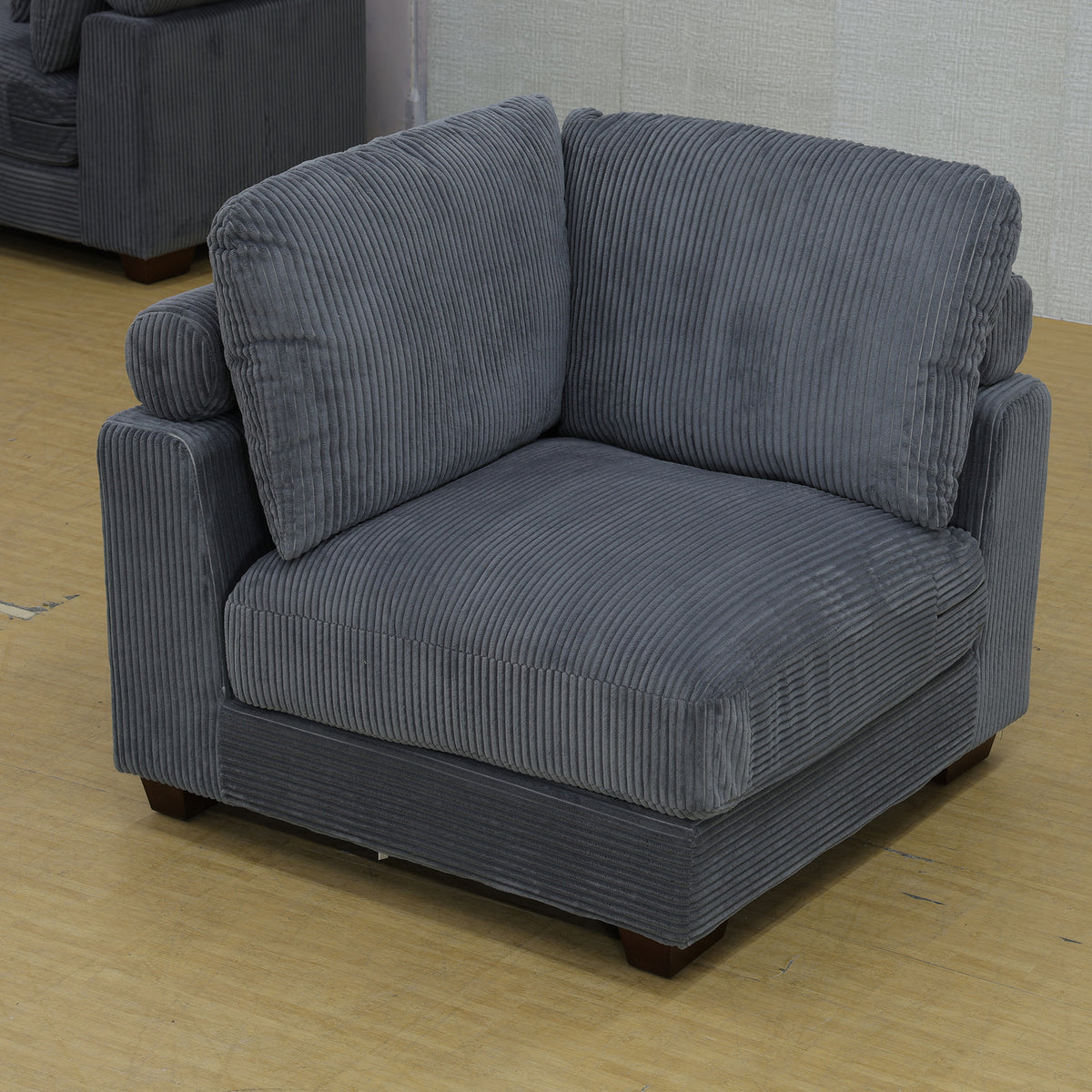 Dark Gray Corduroy 7-Piece Modular Sectional with Storage Ottoman - product image