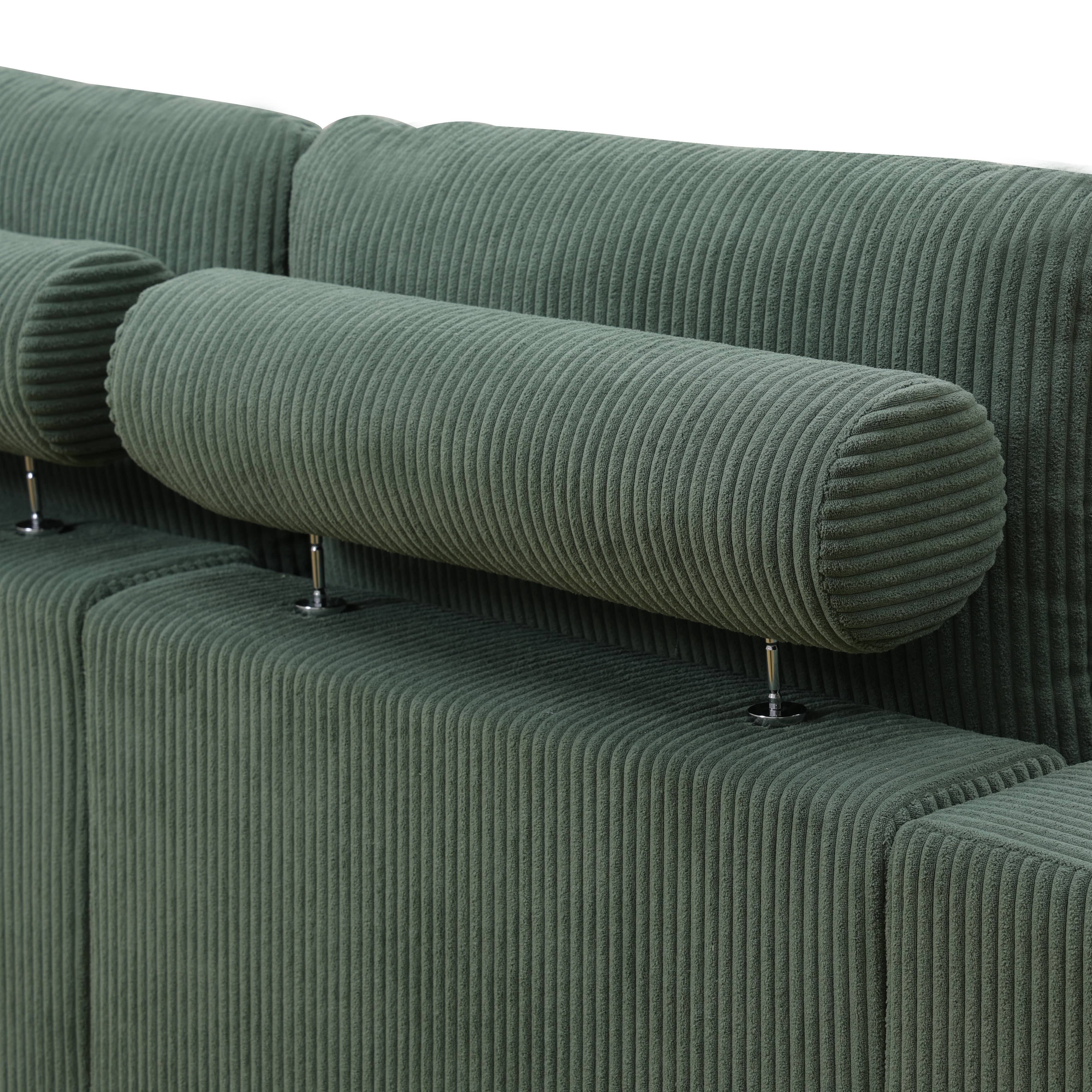 Ainehome Green Corduroy 7-Piece Living Room Sofa Set-1