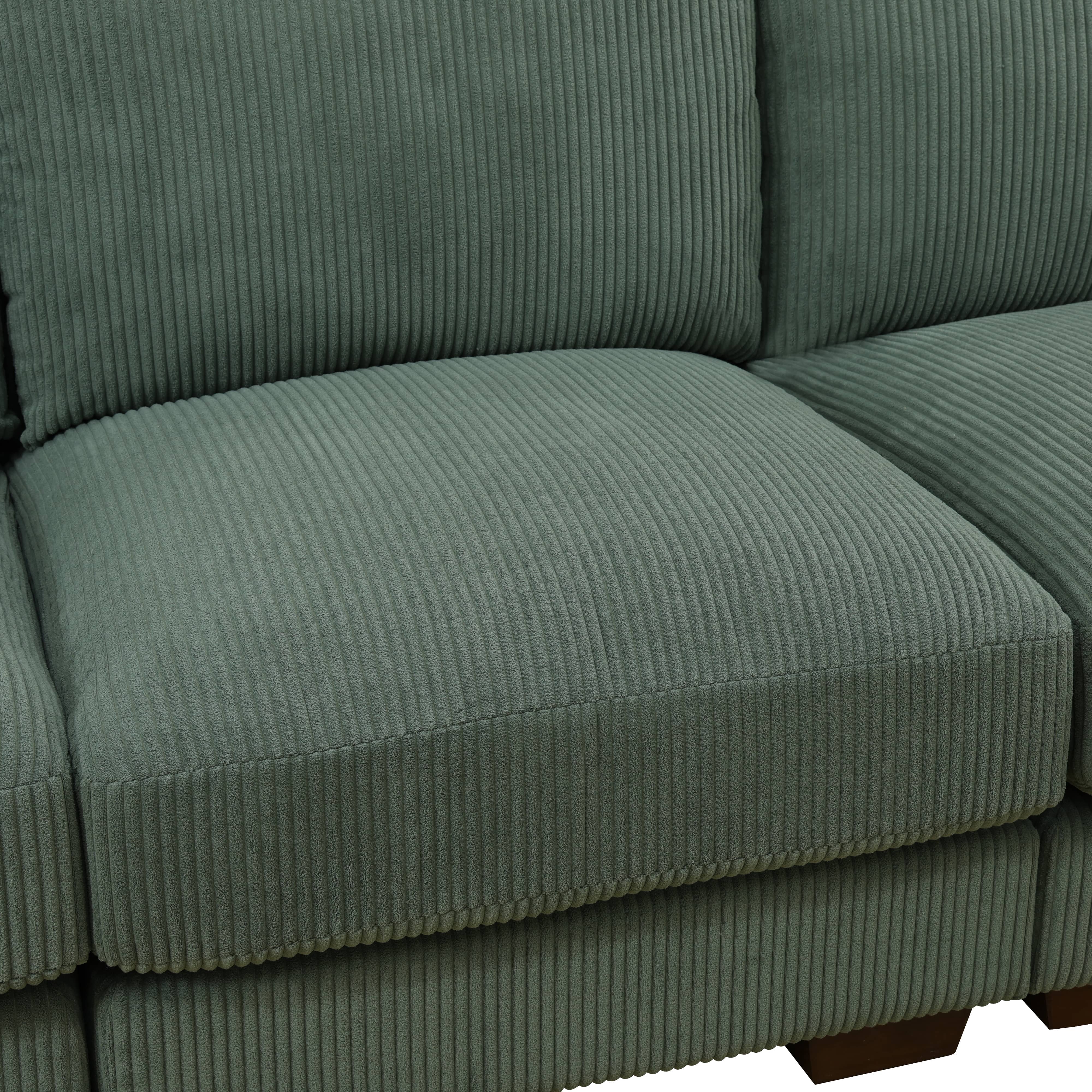 Ainehome Green Corduroy 7-Piece Living Room Sofa Set-1