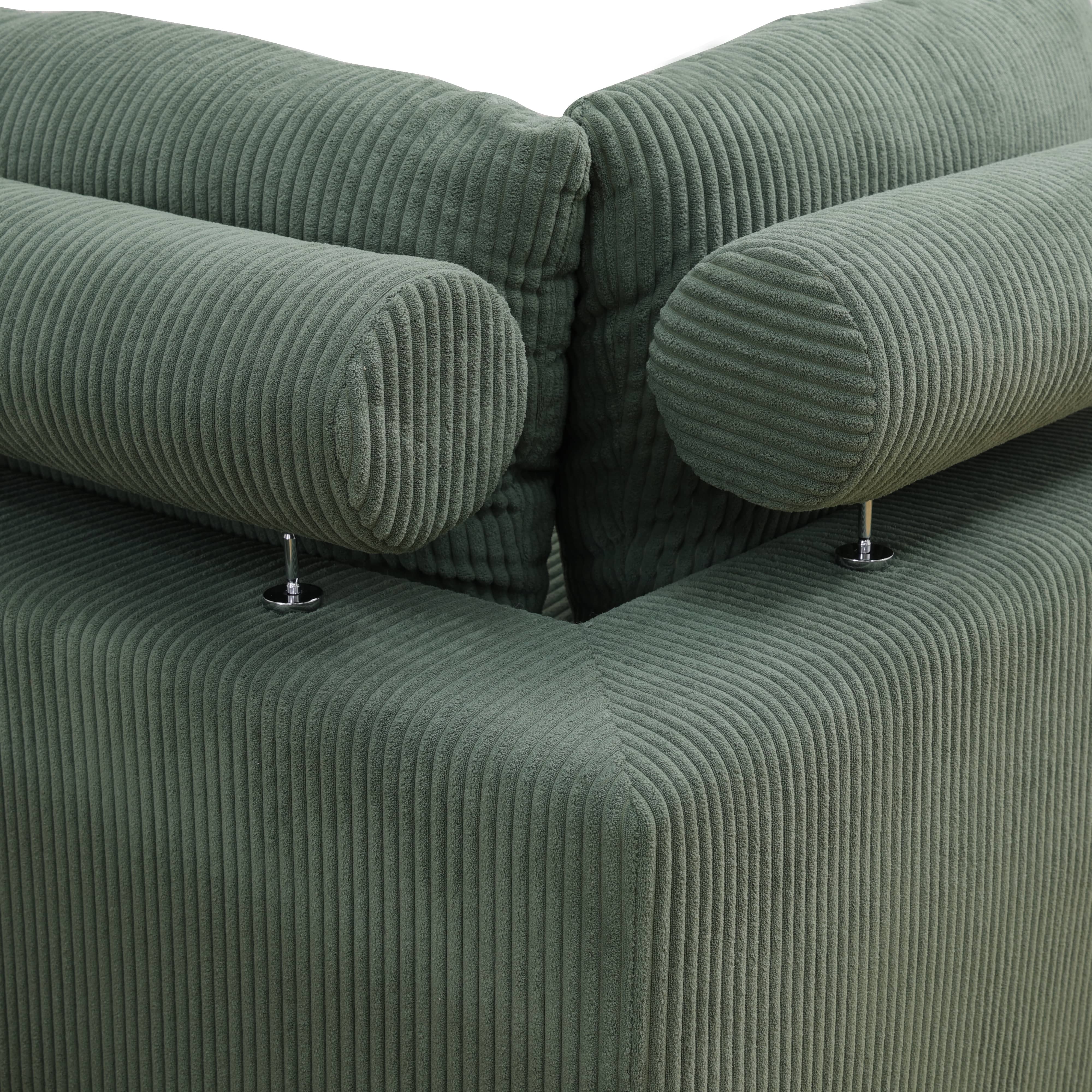 Ainehome Green Corduroy 7-Piece Living Room Sofa Set-2
