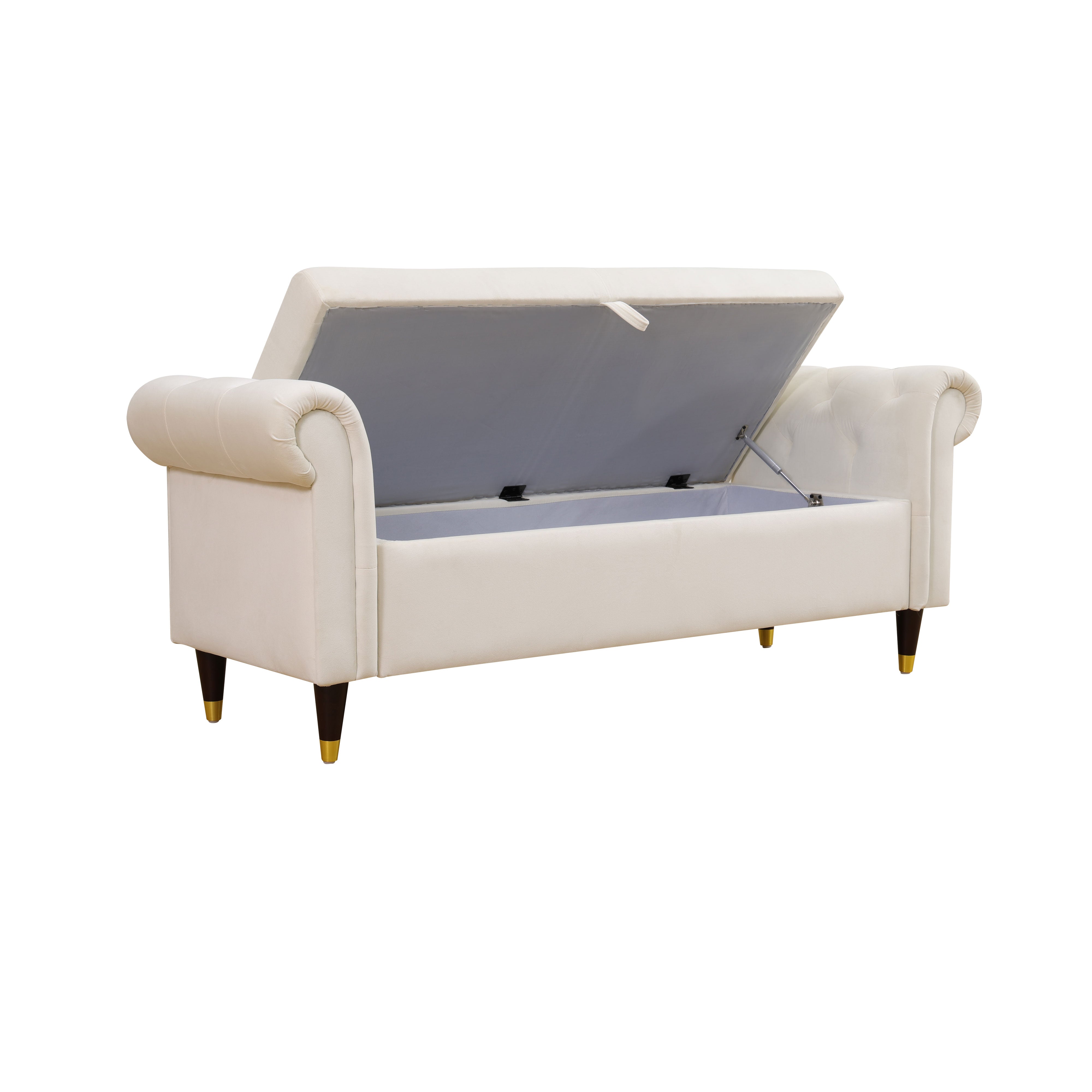 A AINEHOME White Fluffy Fabric Bedroom Storage Bench