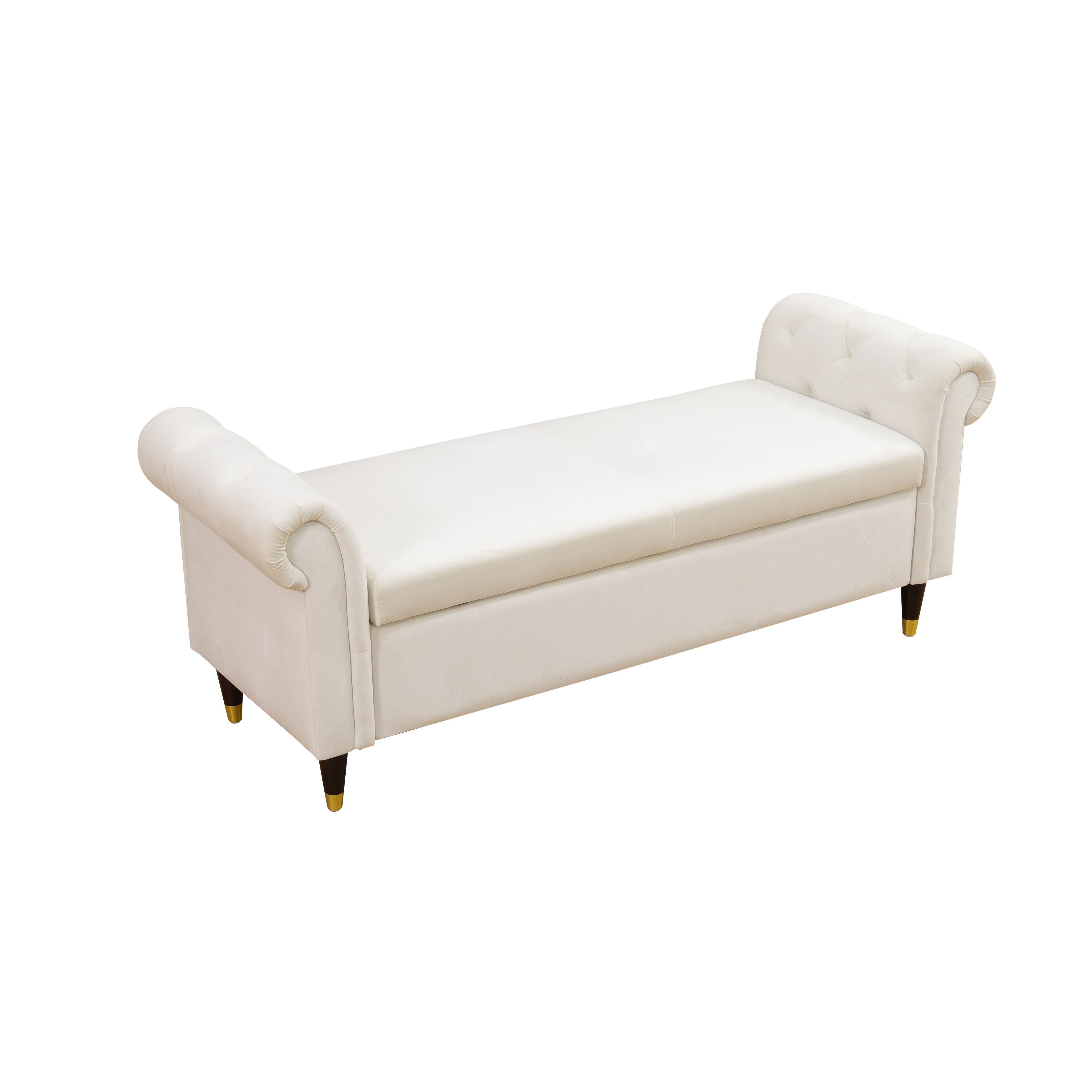 A AINEHOME White Fluffy Fabric Bedroom Storage Bench