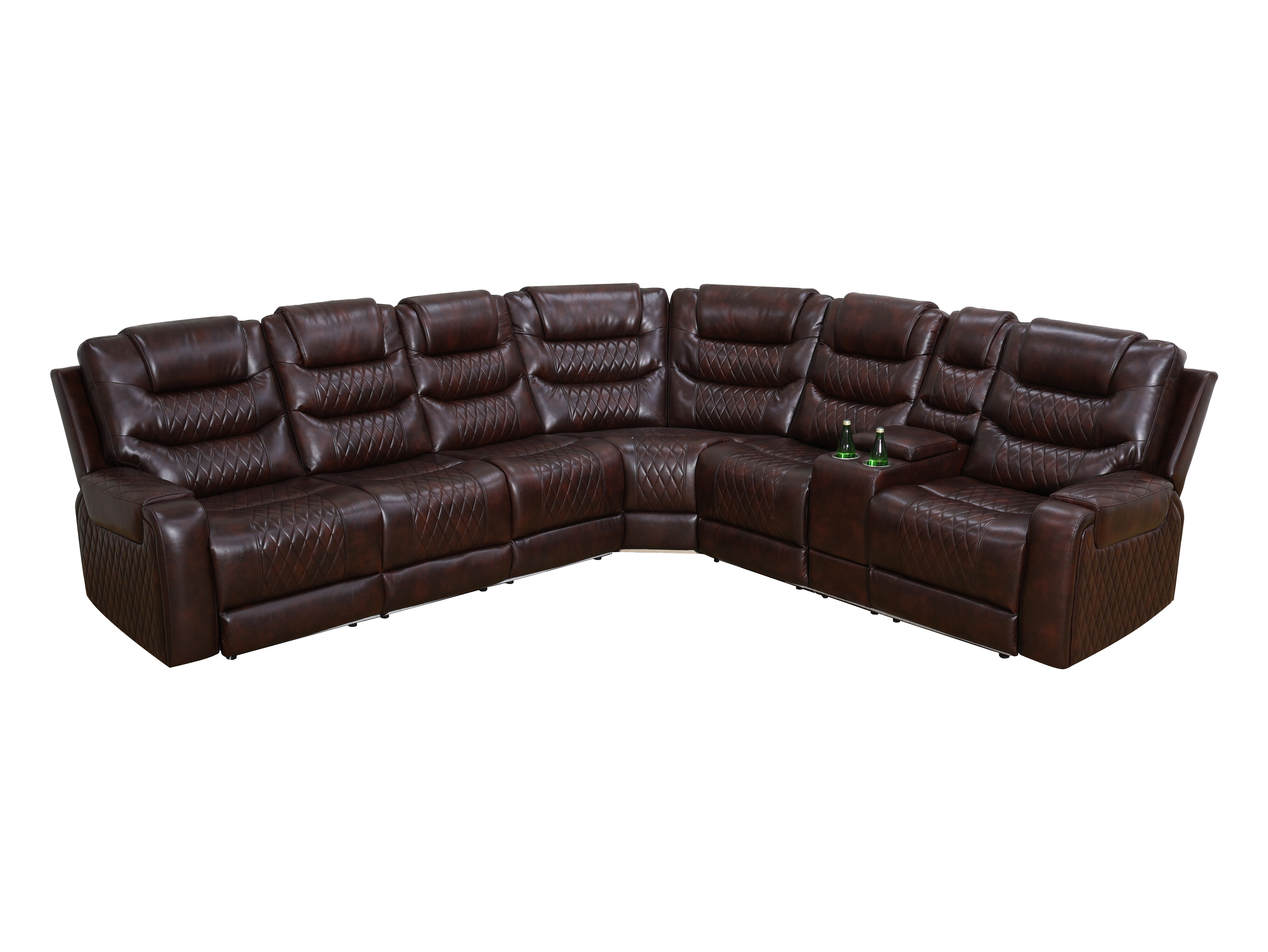 Aainehome Dark Red Breathing Leather 3-Piece Living Room Recliner Sofa set