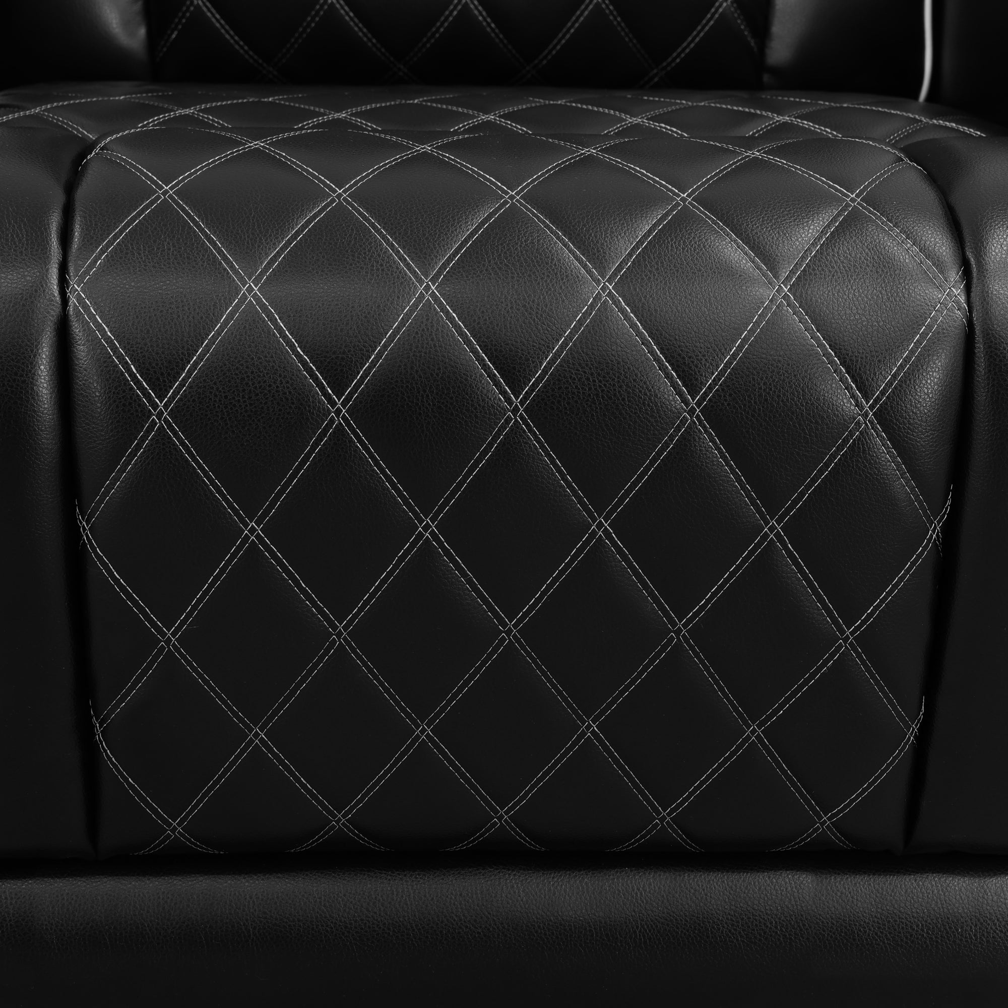 Black Breathable Leather 3-Piece Living Room Functional Sofa Set