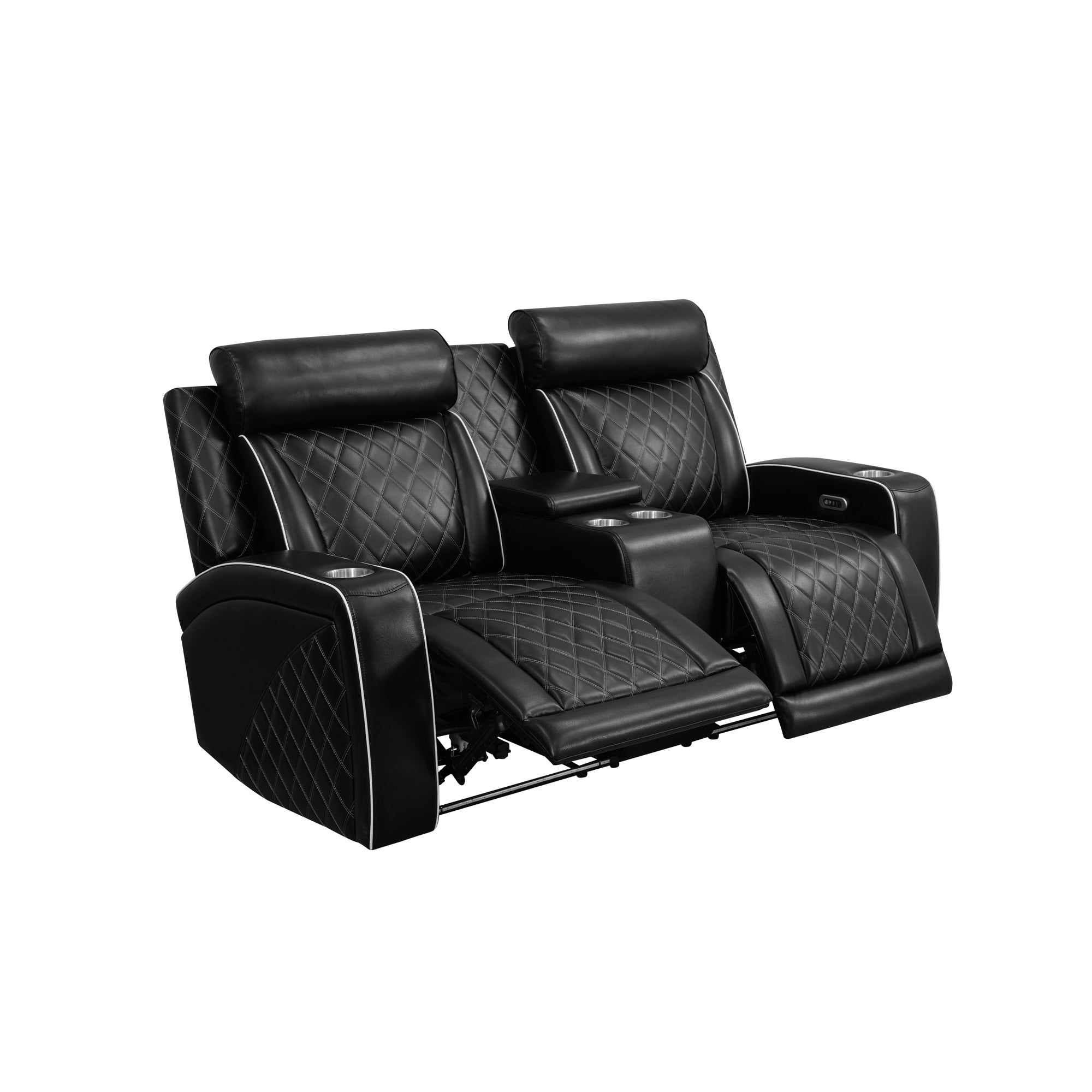 Black Breathable Leather 3-Piece Living Room Functional Sofa Set