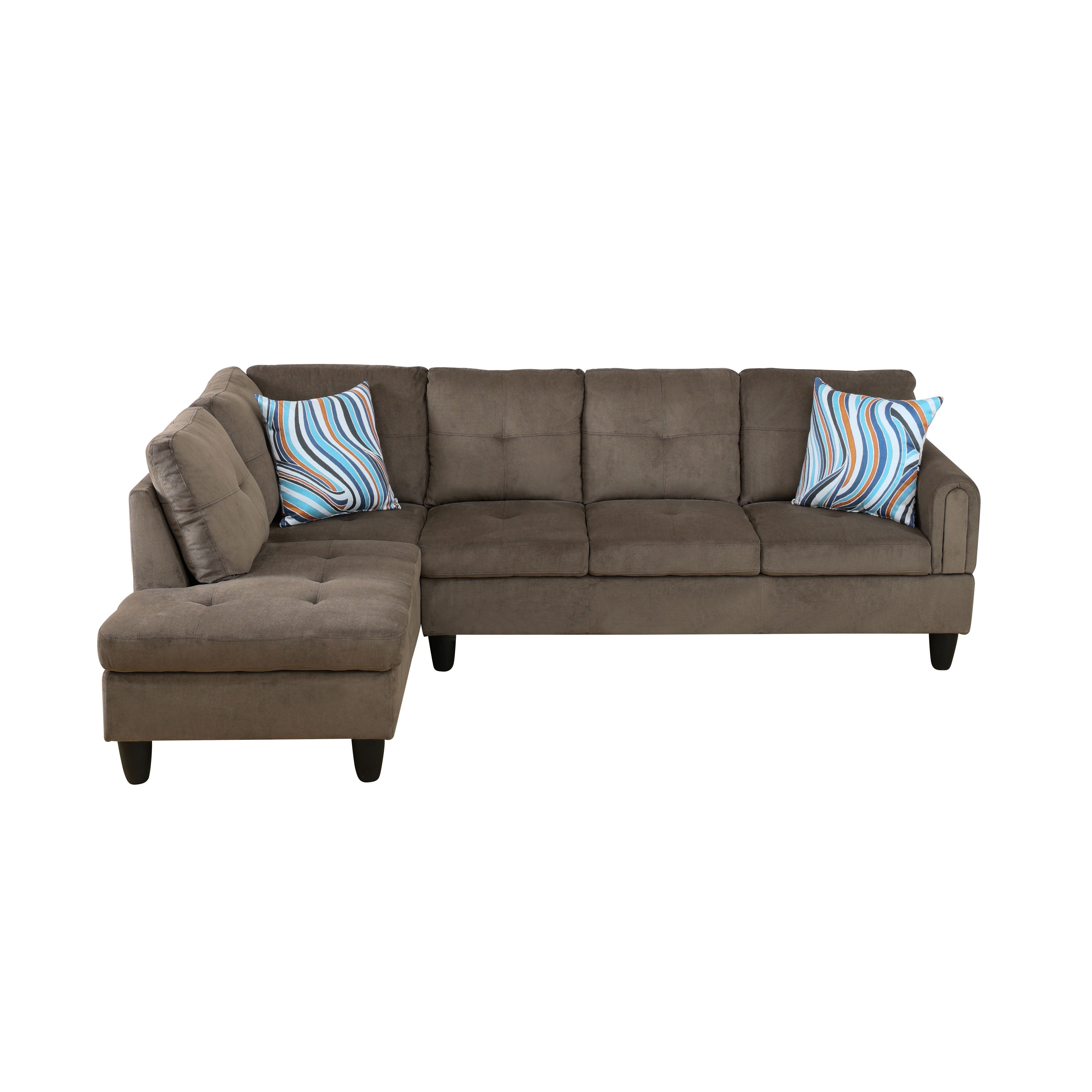 Conjunto de sofá seccional en forma de L de pana marrón de Ainehome para sala de estar