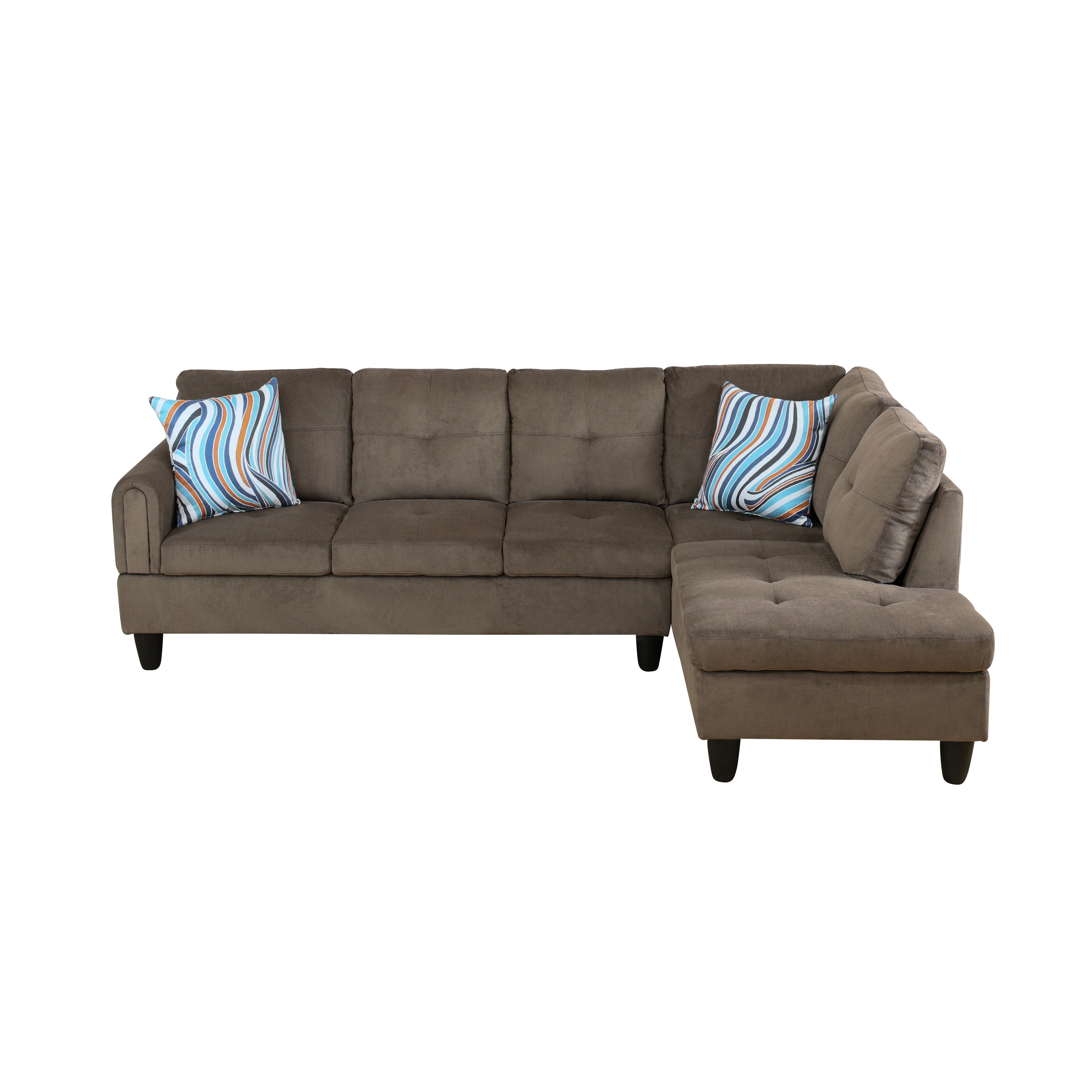 Conjunto de sofá seccional en forma de L de pana marrón de Ainehome para sala de estar
