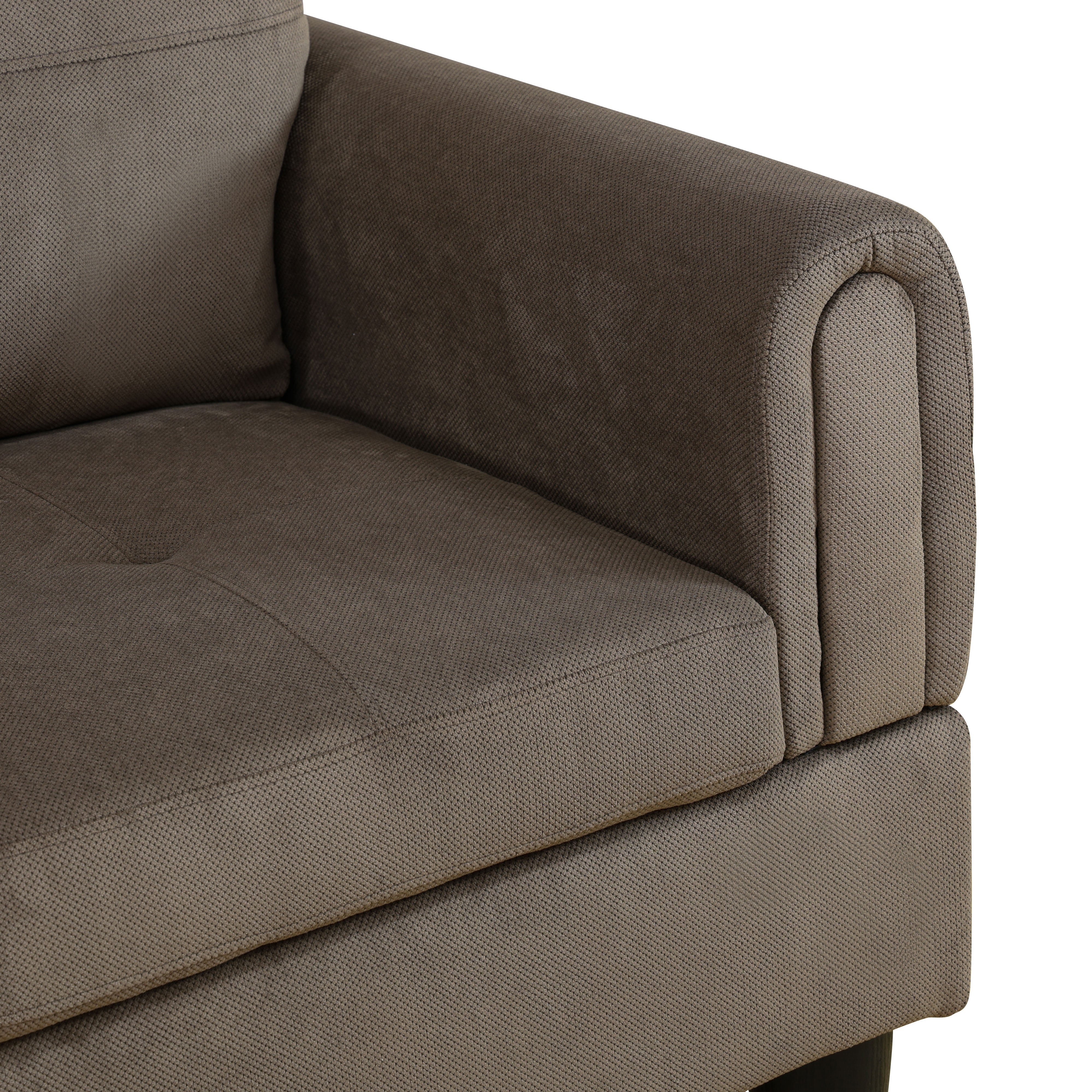 Conjunto de sofá seccional en forma de L de pana marrón de Ainehome para sala de estar