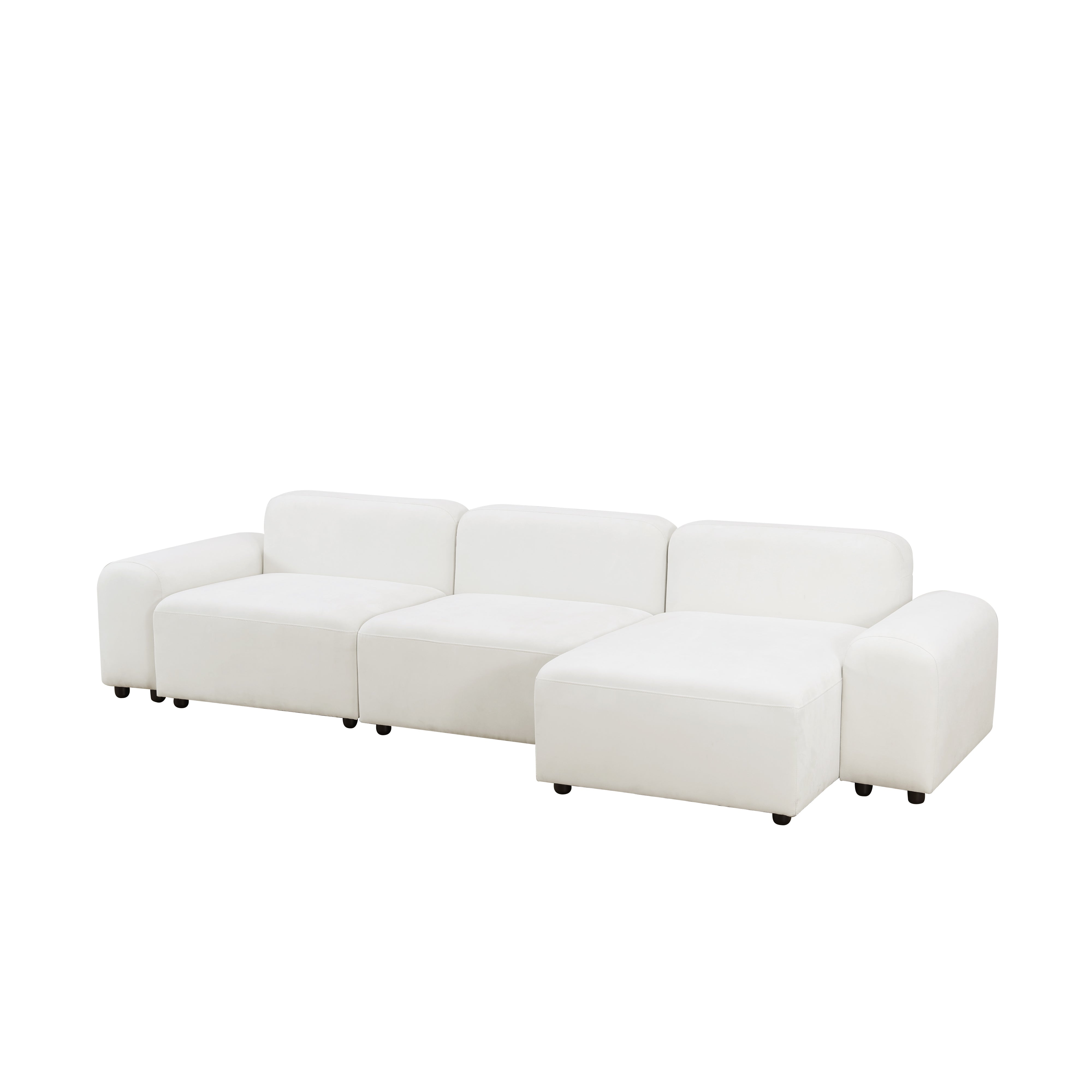 Aainehome White Microfiber 4-Piece Living Room Sofa Set
