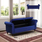 Blue Fluffy Fabric Bedroom Storage Bench