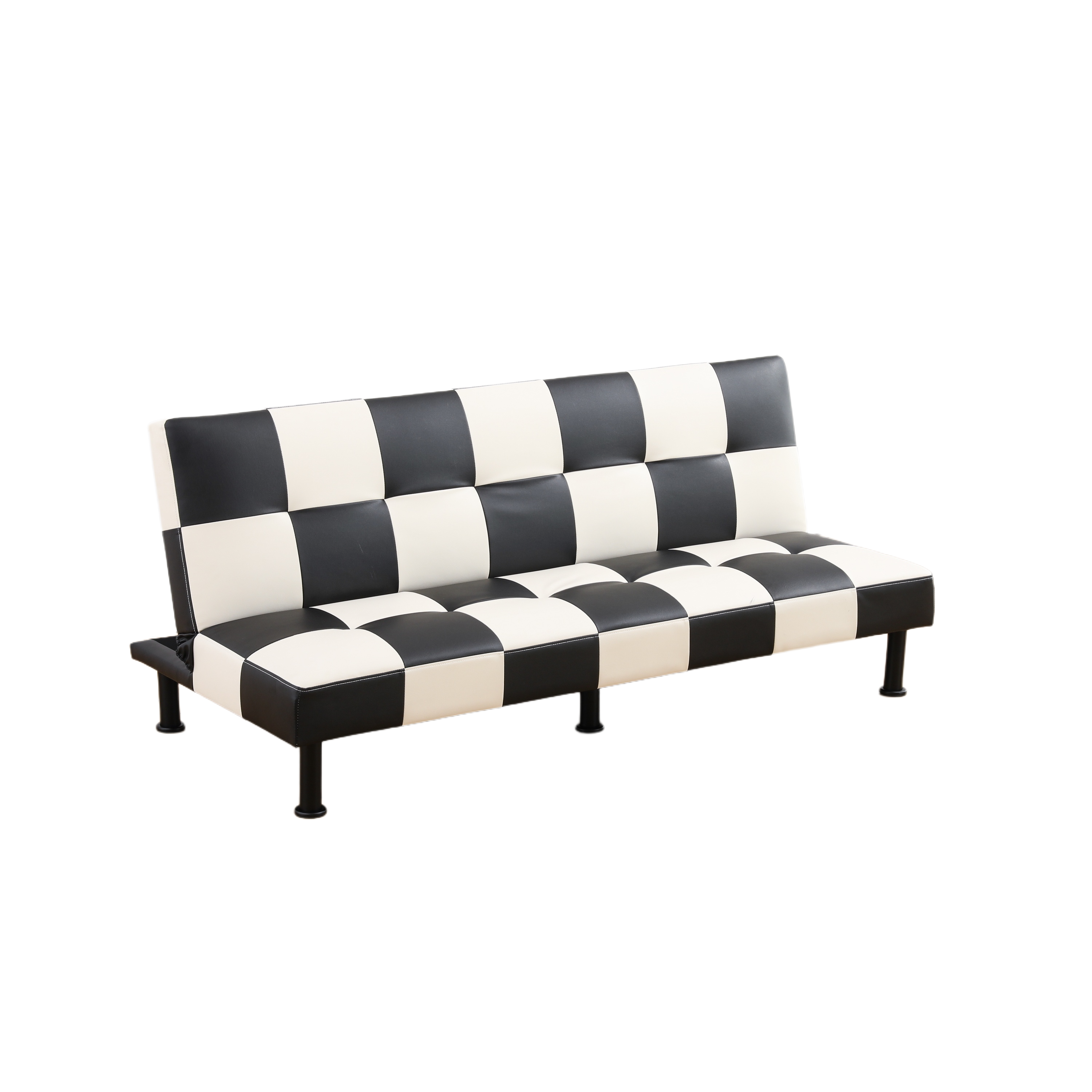 Ainehome Black&White Faux Leather Living Room Sofa bed