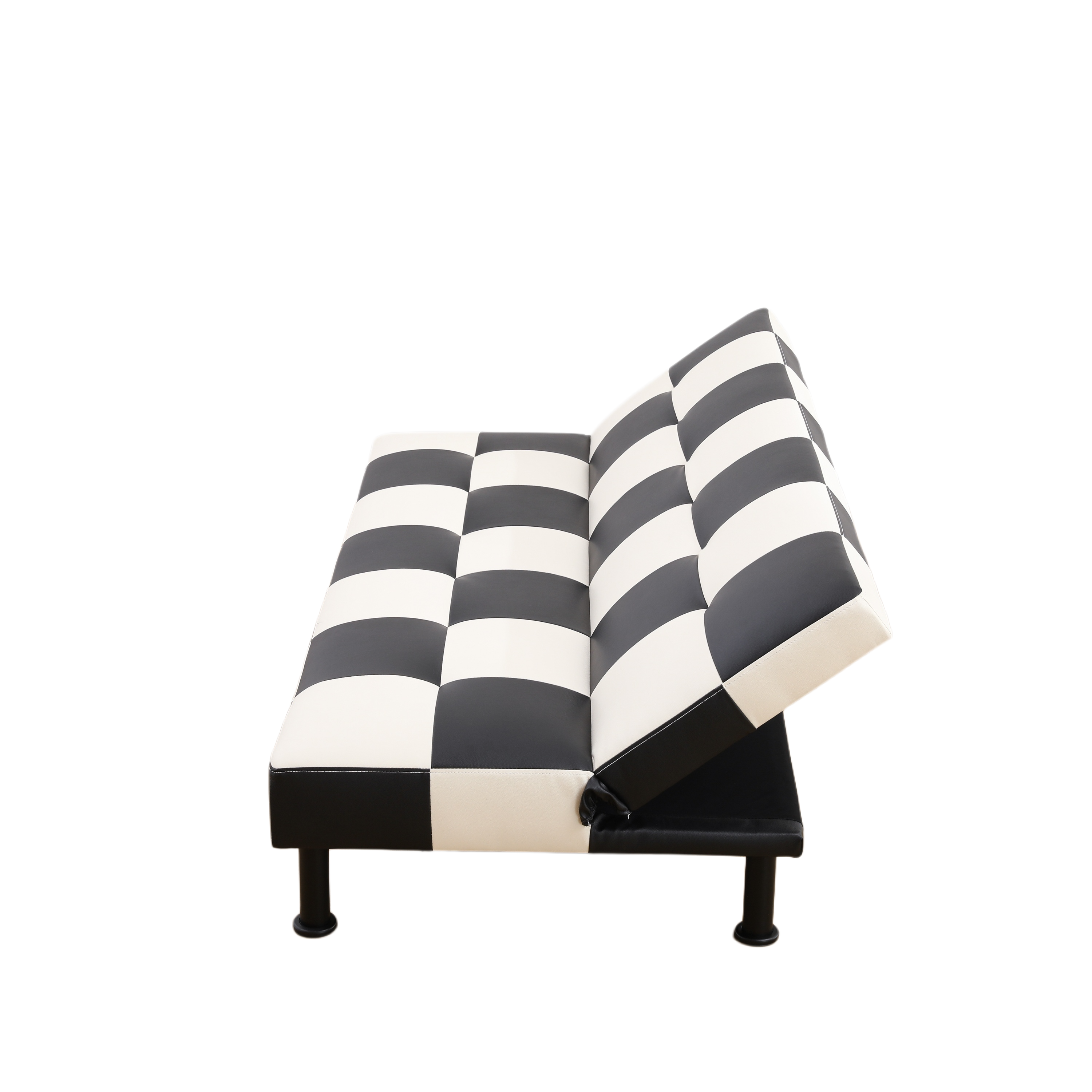 Ainehome Black&White Faux Leather Living Room Sofa bed