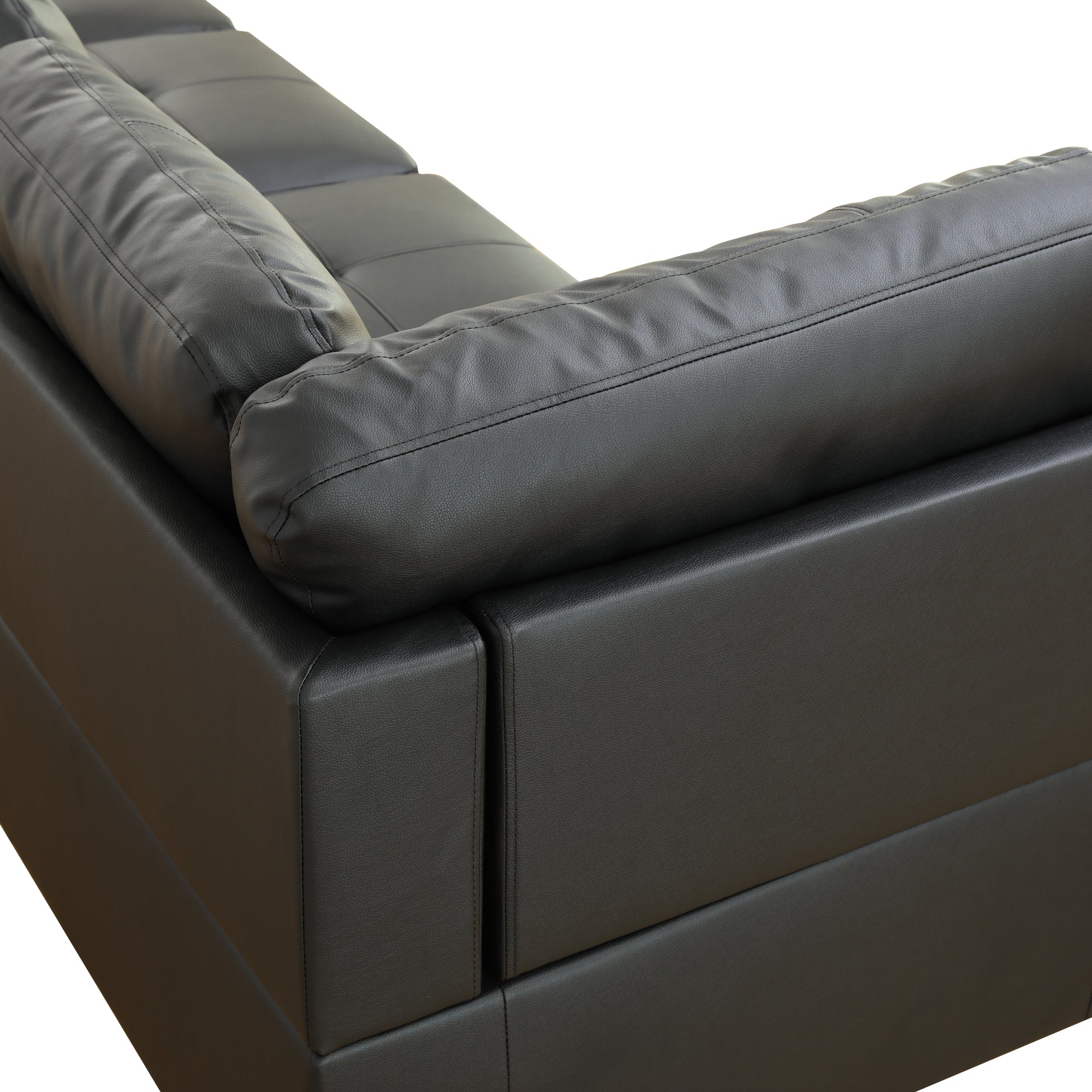 Ainehome Black And White Synthetic Leather L-Shaped Living Room Sectional Sofa Set