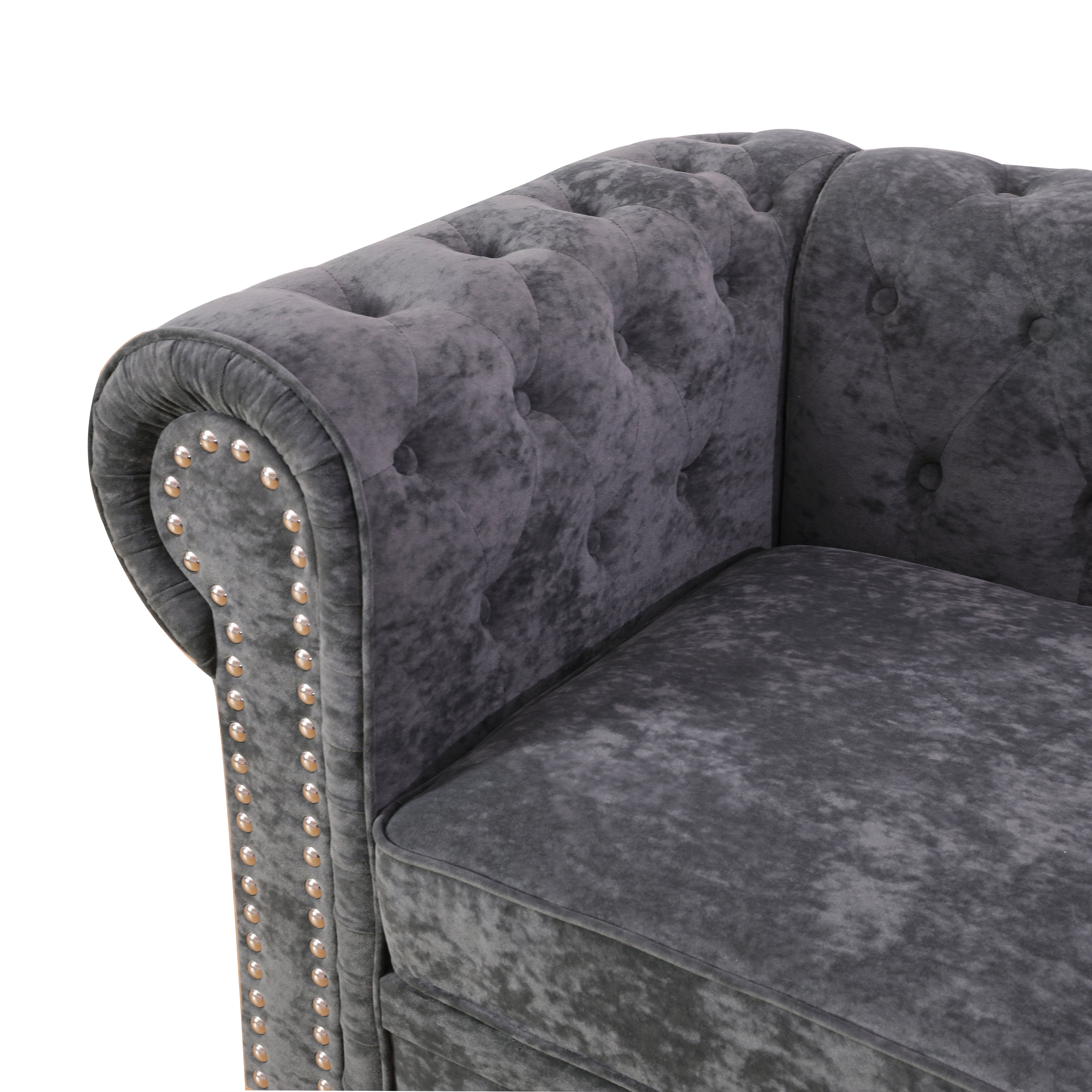 Ainehome Dark Gray Flannelette 2-Piece Couch Living Room Sofa Set