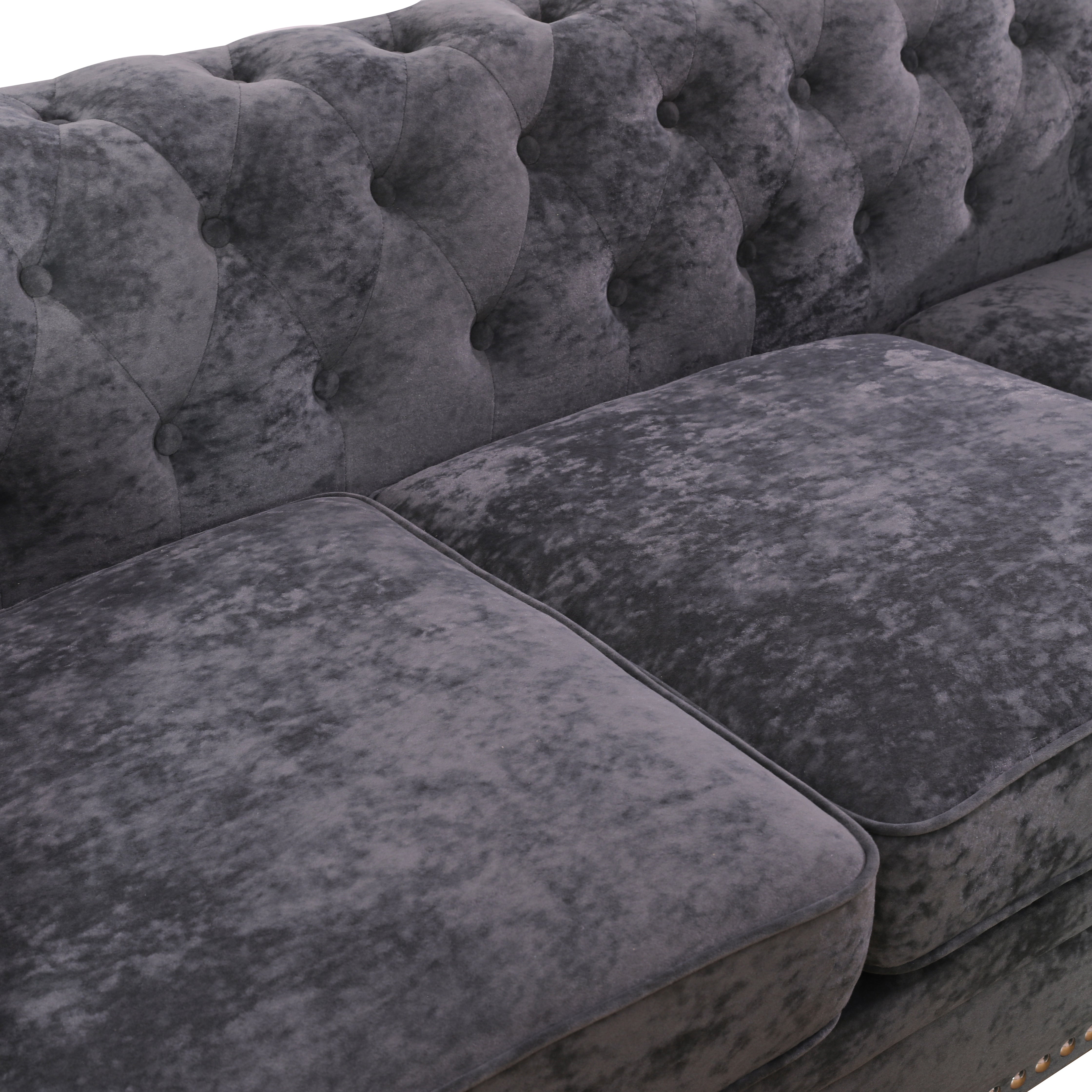 Ainehome Dark Gray Flannelette 2-Piece Couch Living Room Sofa Set
