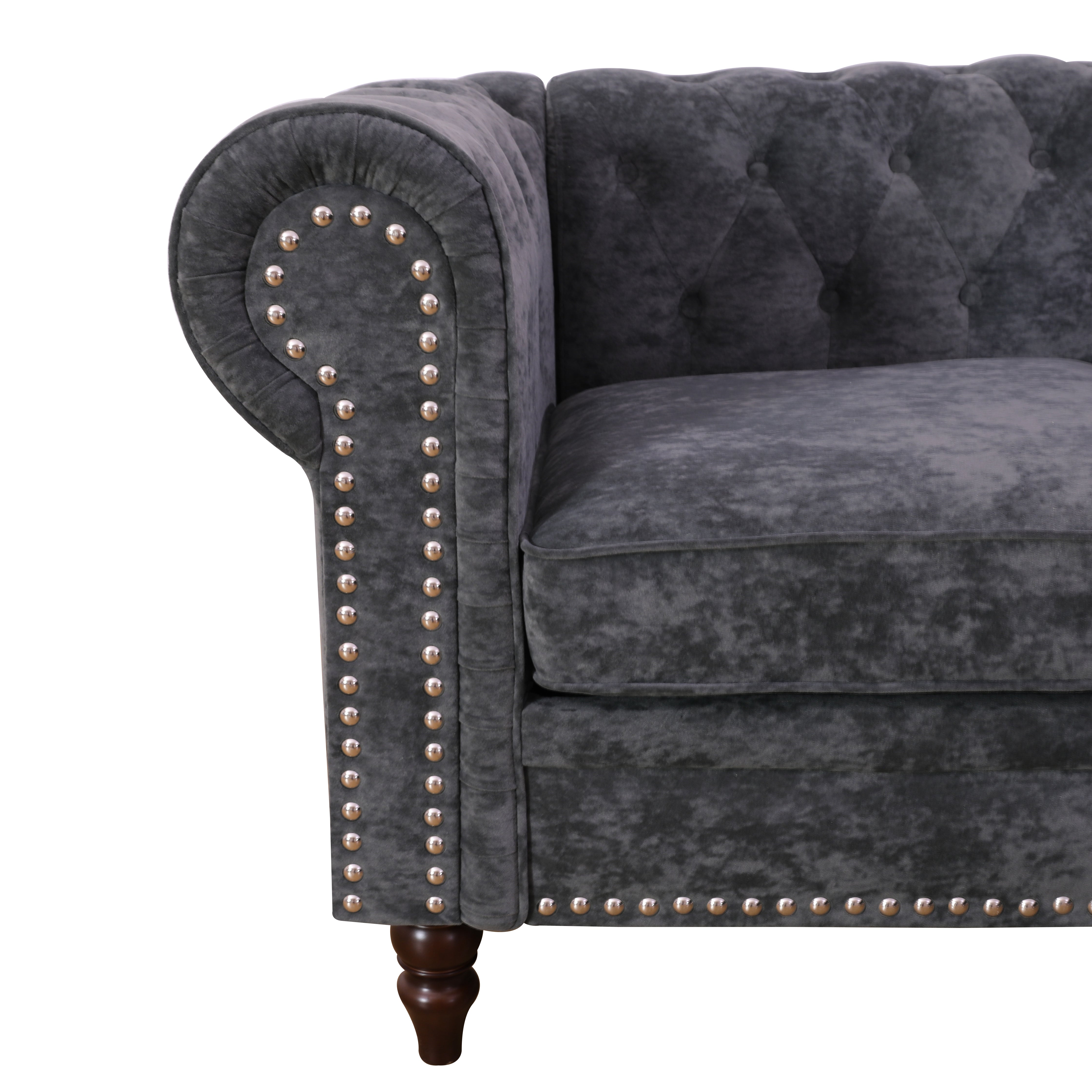Ainehome Dark Gray Flannelette 2-Piece Couch Living Room Sofa Set