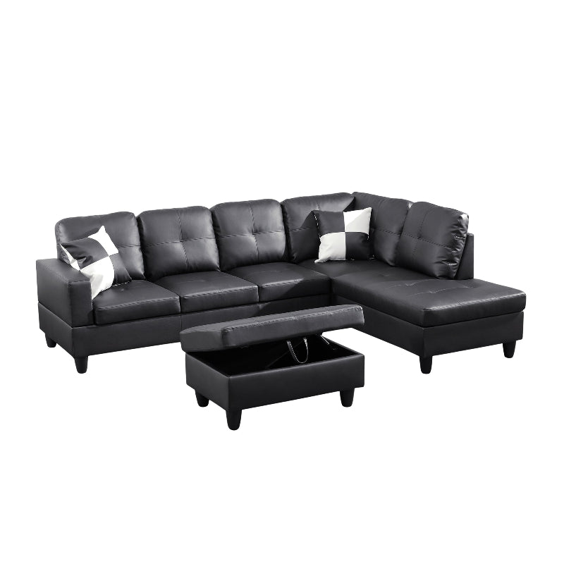 Faux Leather L-shape Sofa Set