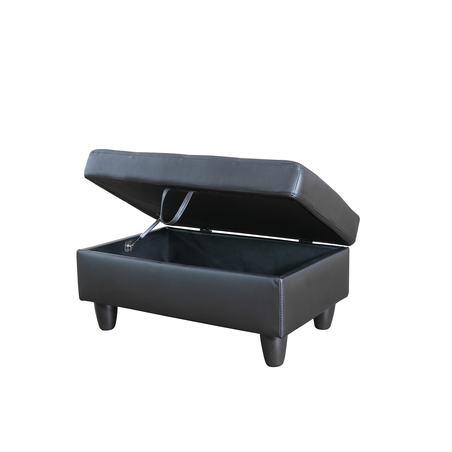 Ainehome Black Faux Leather L-Shaped Living Room Sectional Sofa Set