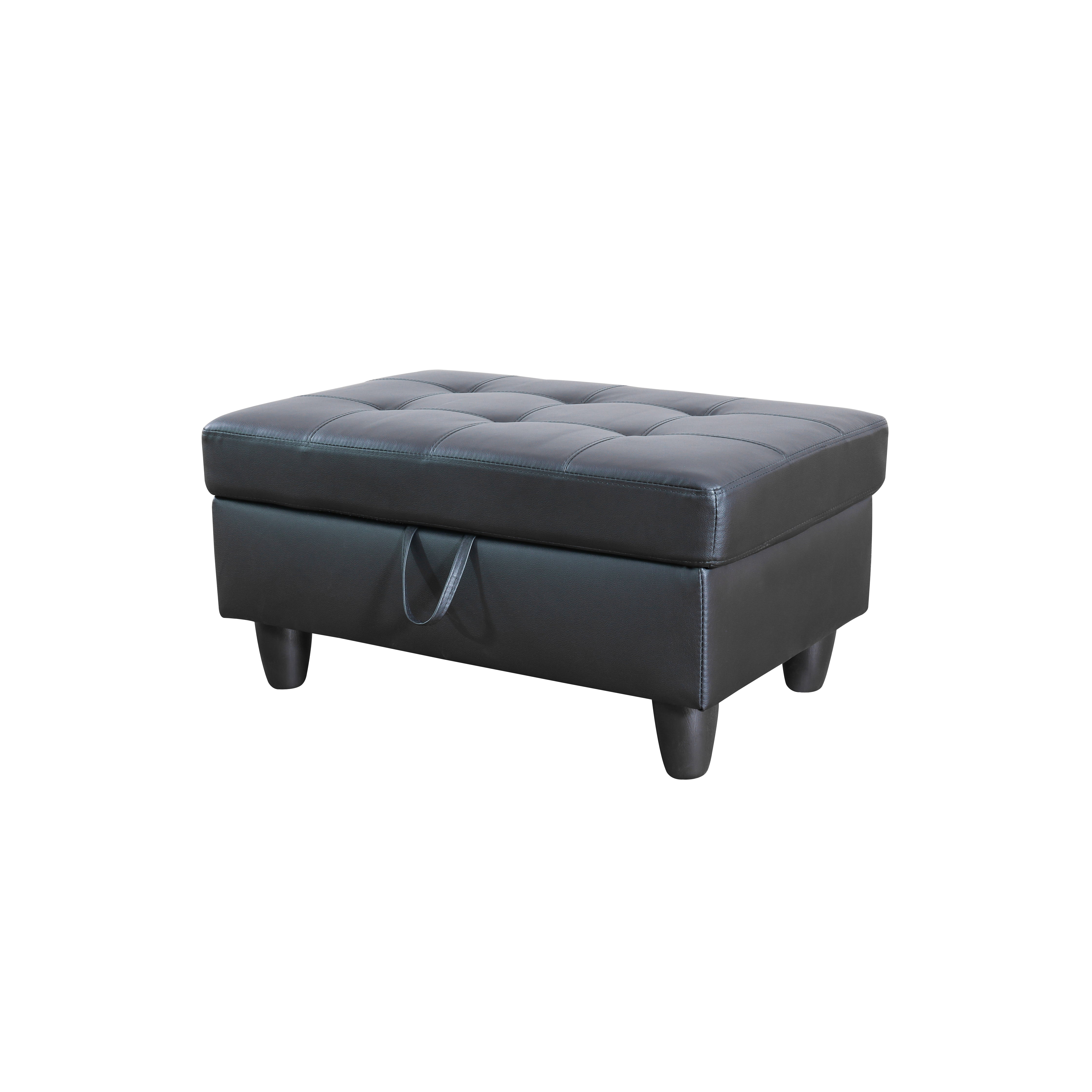 Ainehome Black Faux Leather Storage Ottoman Living Room Sofa