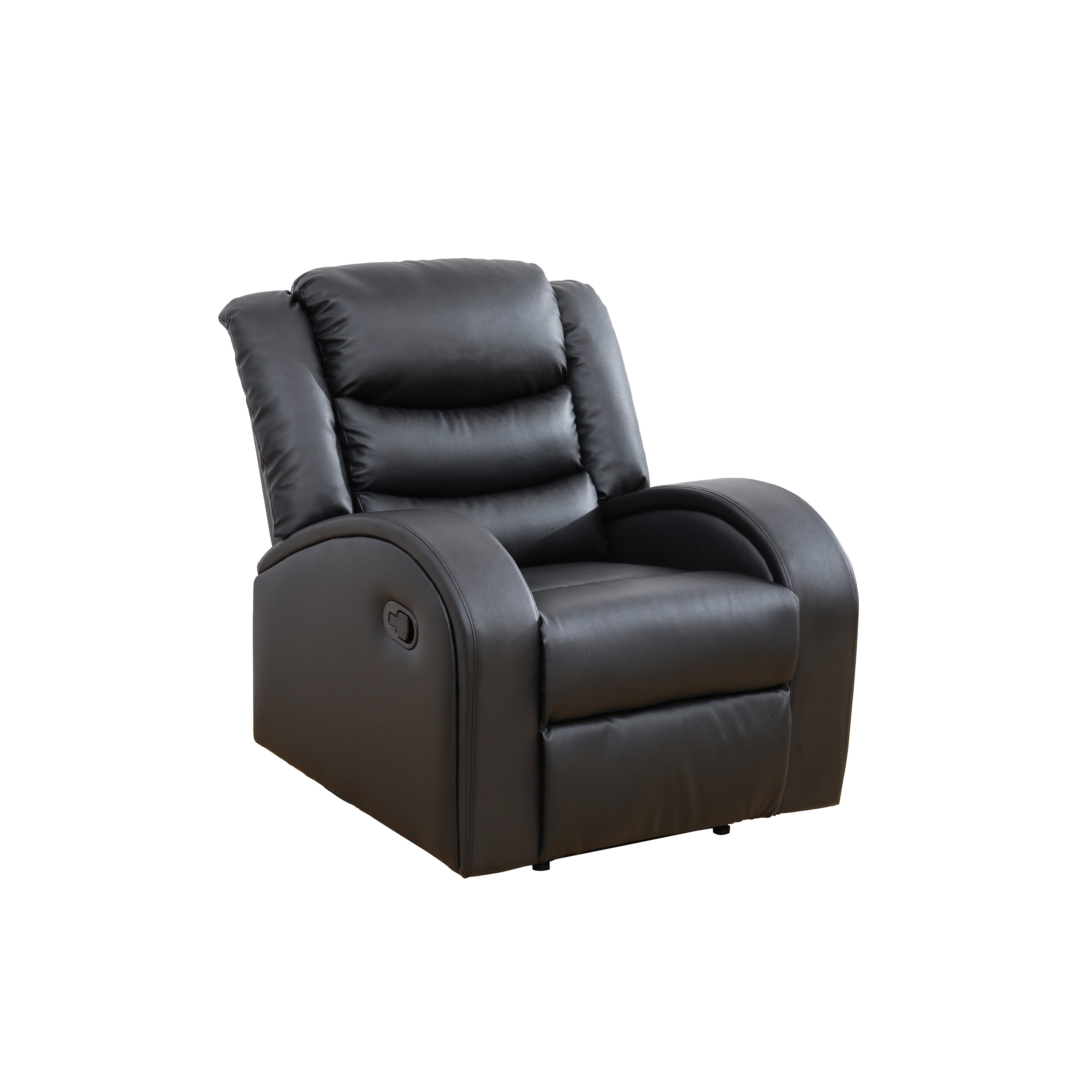 Ainehome Black Faux Synthetic Leather Chair Living Room Sofa