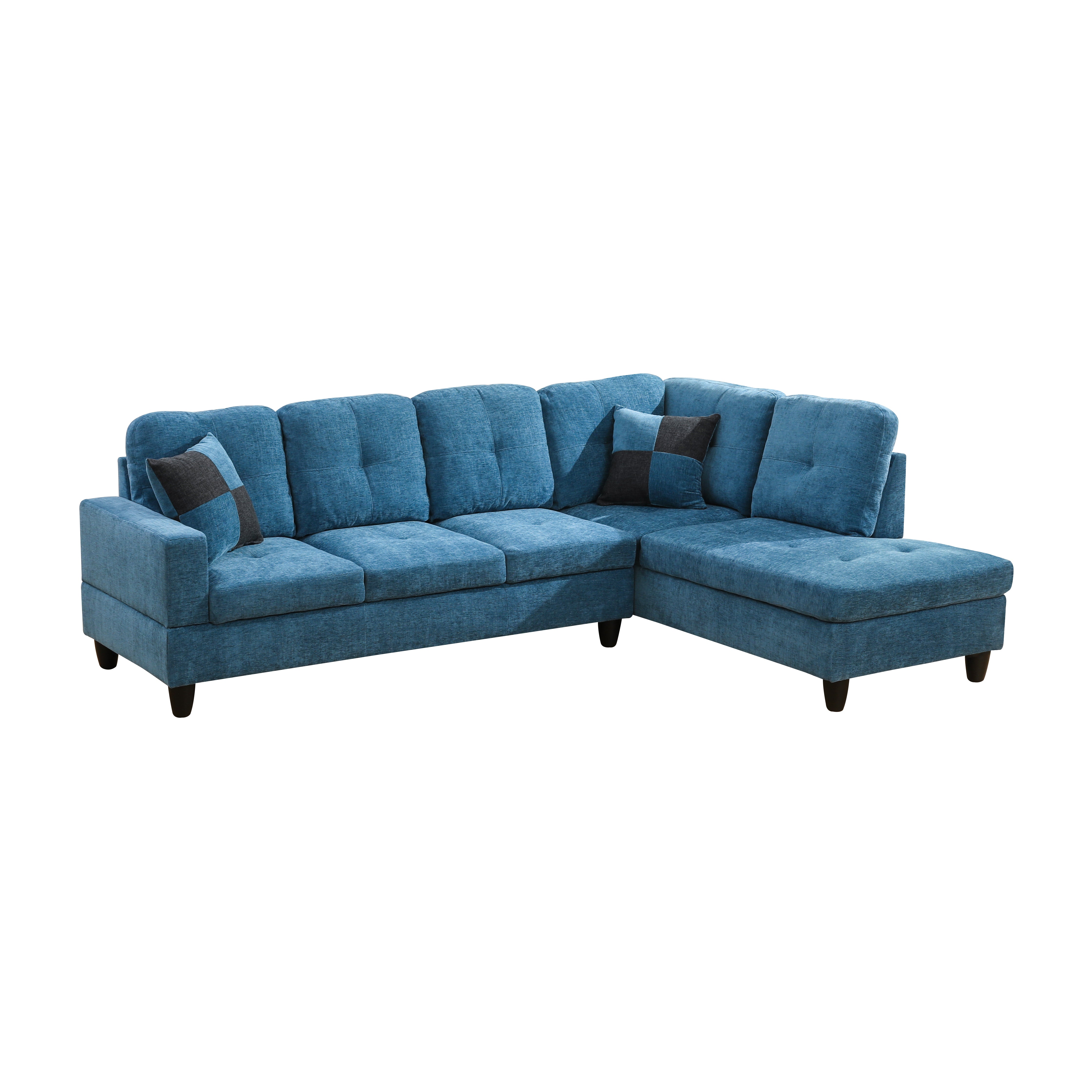 Conjunto de sofá seccional en forma de L de franela azul de Ainehome para sala de estar