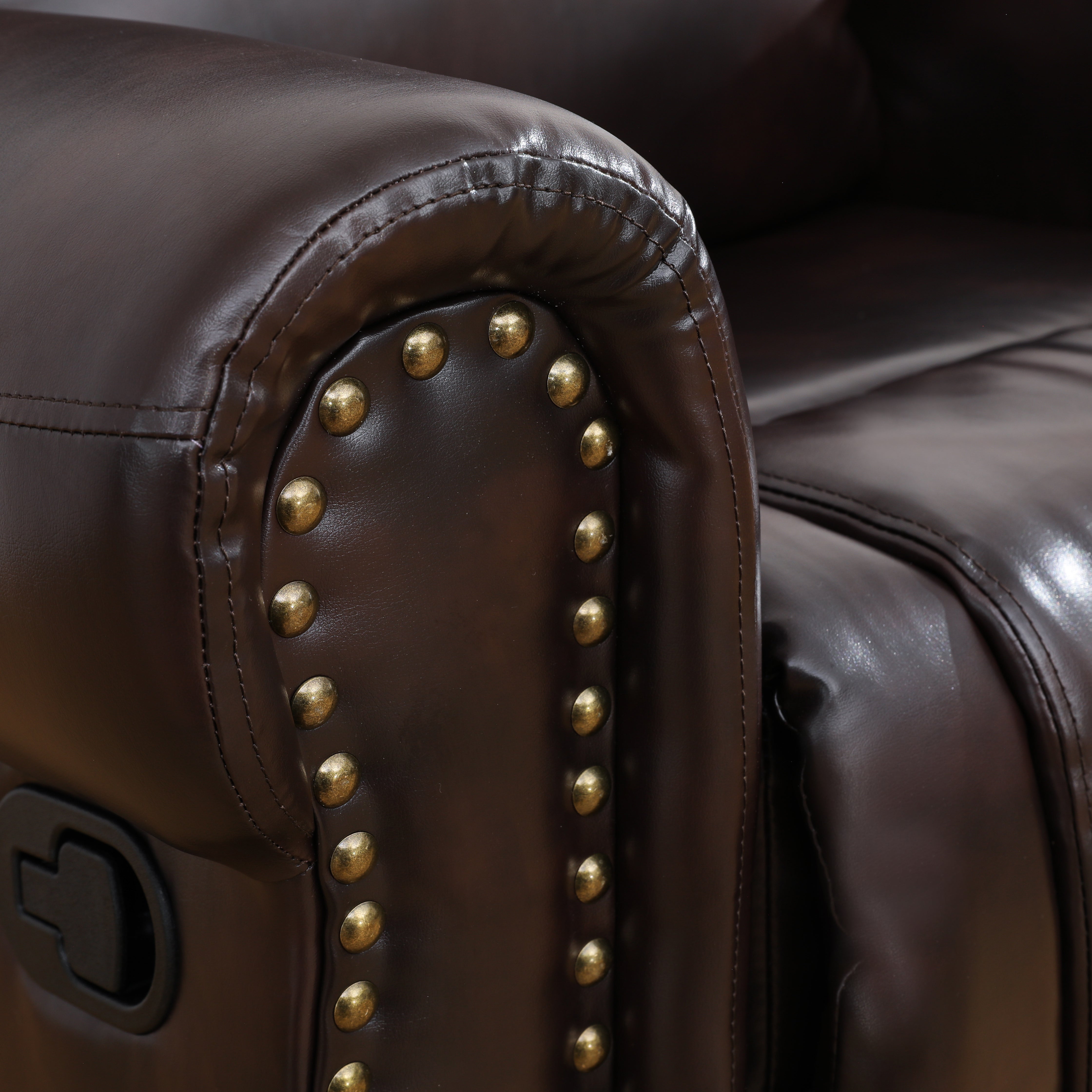 Ainehome Espresso Semi PU Synthetic Leather Unit Sofa Living Room Sofa