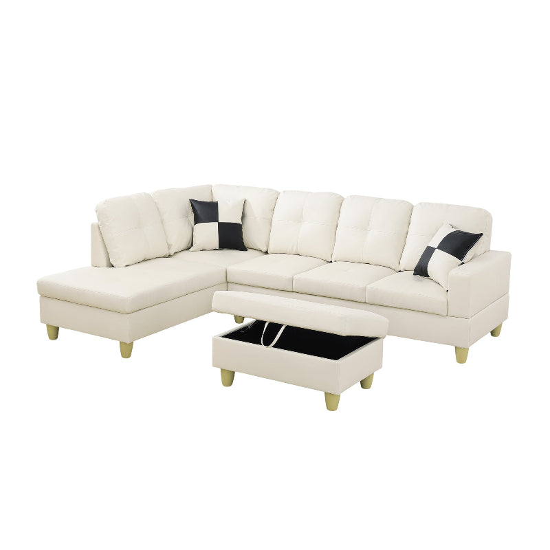 Faux Leather L-shape Sofa Set