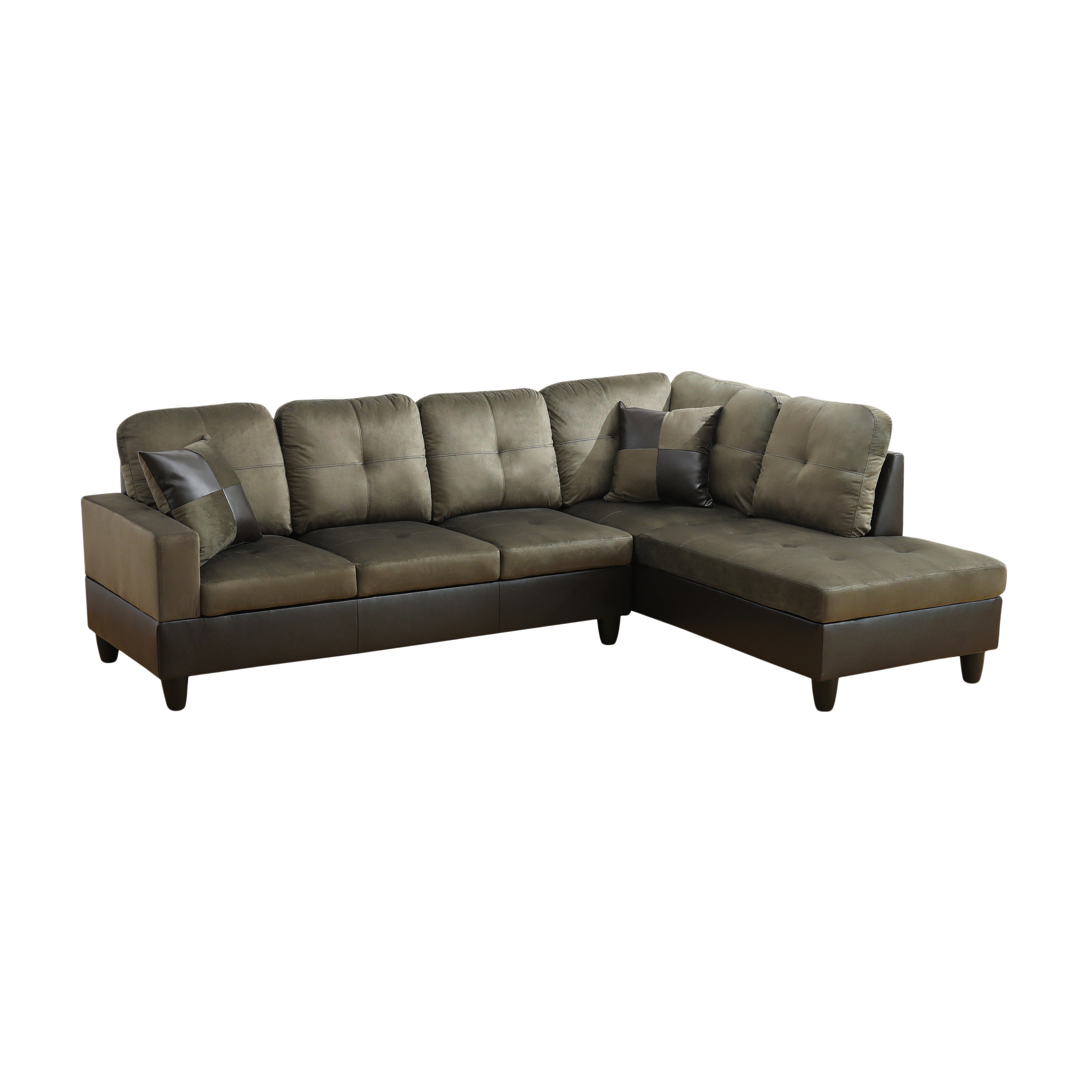 Conjunto de sofá seccional en forma de L de franela en color topo de Ainehome