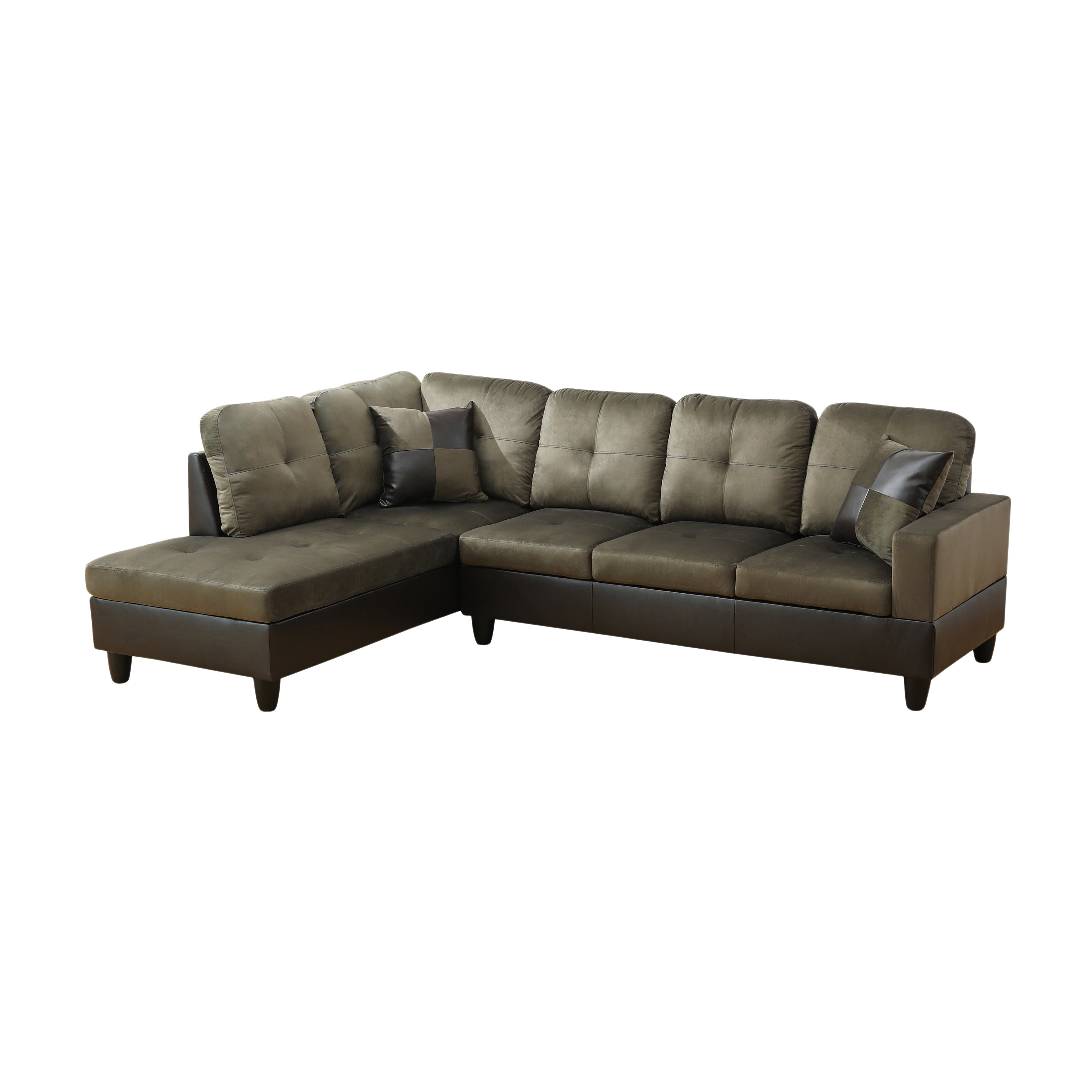 Conjunto de sofá seccional en forma de L de franela en color topo de Ainehome