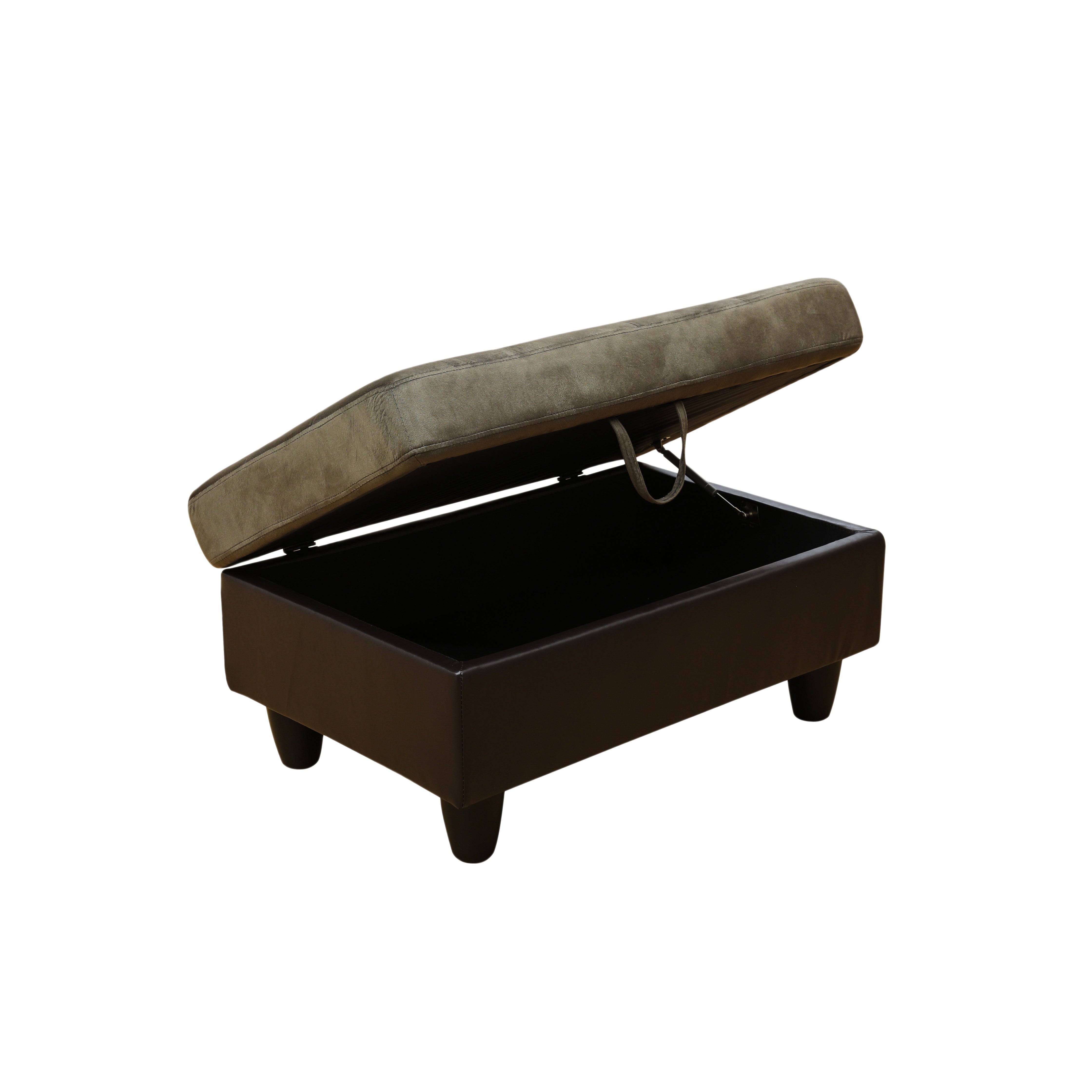 Ainehome Taupe Flannel And PVC Storage Ottoman Living Room Sofa