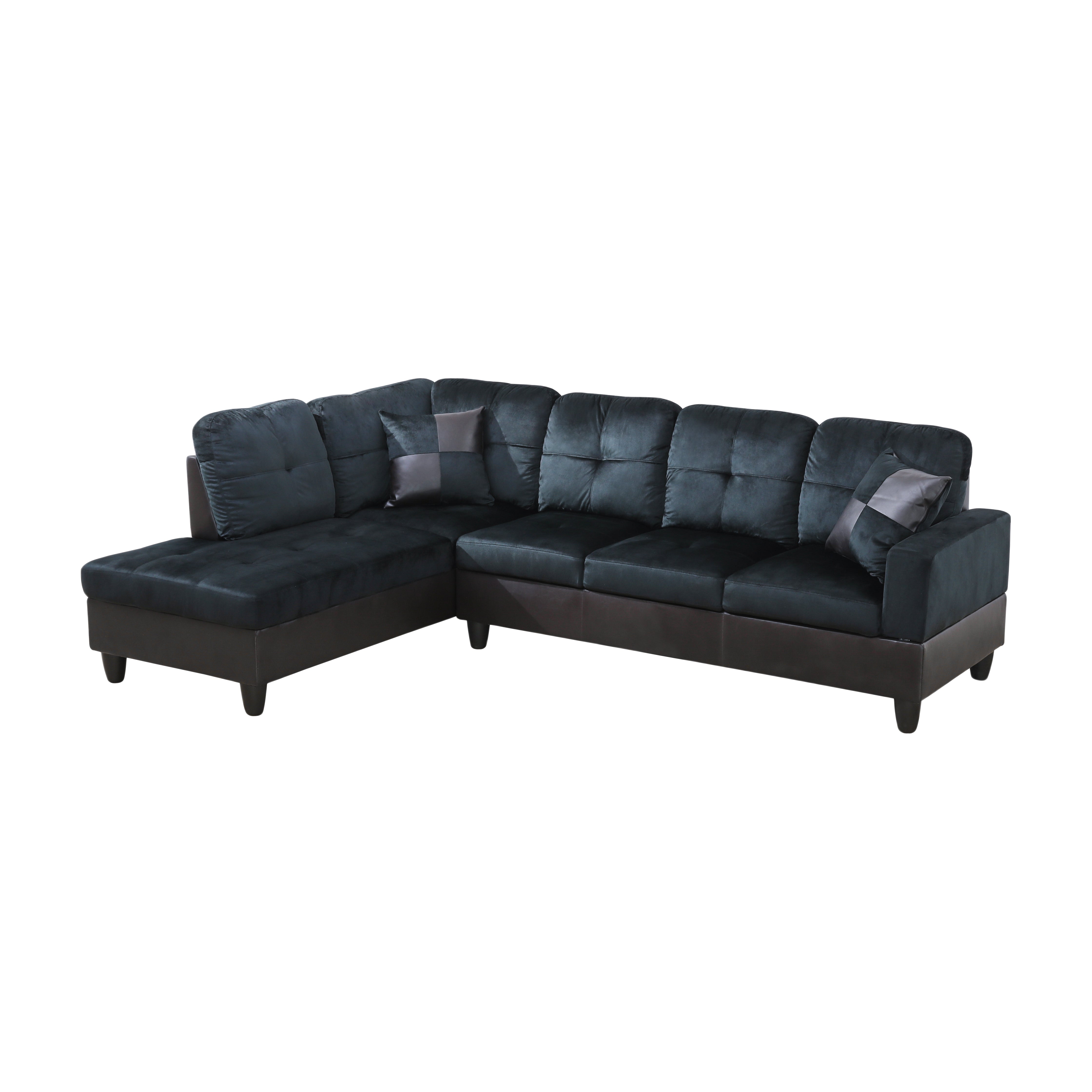 AInehome Dark Blue And Brown Lint L-Shaped Living Room Sectional Sofa Set