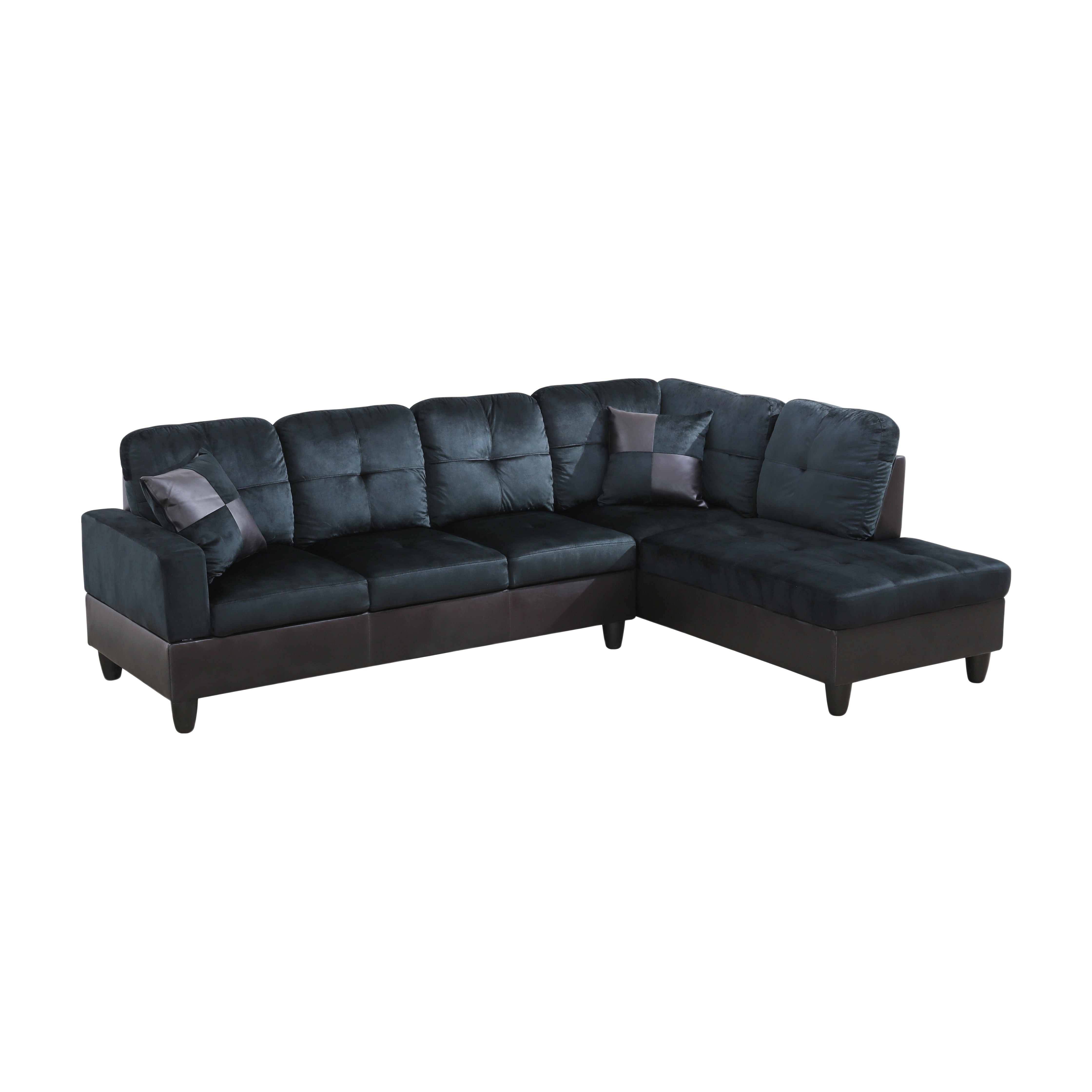 AInehome Dark Blue And Brown Lint L-Shaped Living Room Sectional Sofa Set