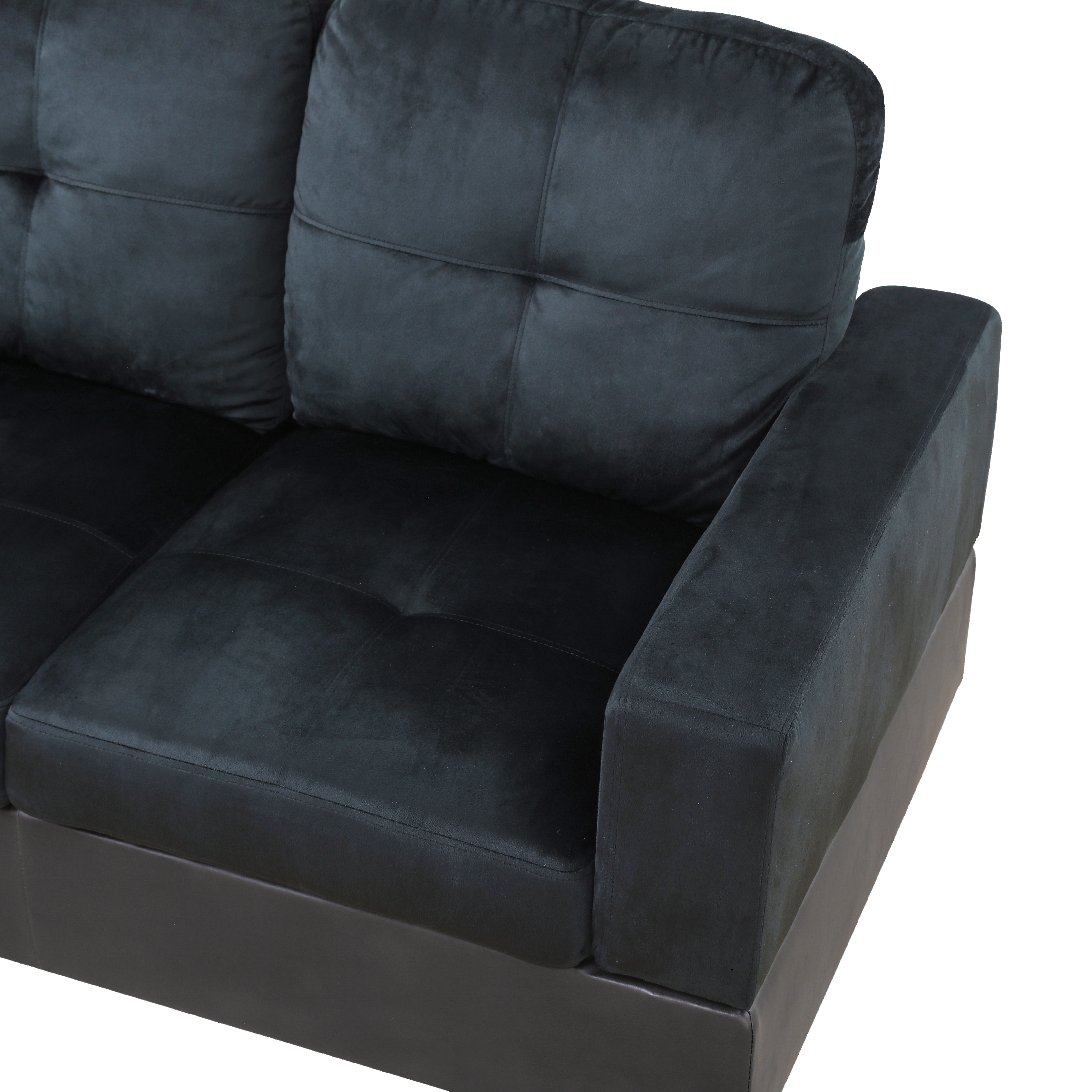 AInehome Dark Blue And Brown Lint L-Shaped Living Room Sectional Sofa Set