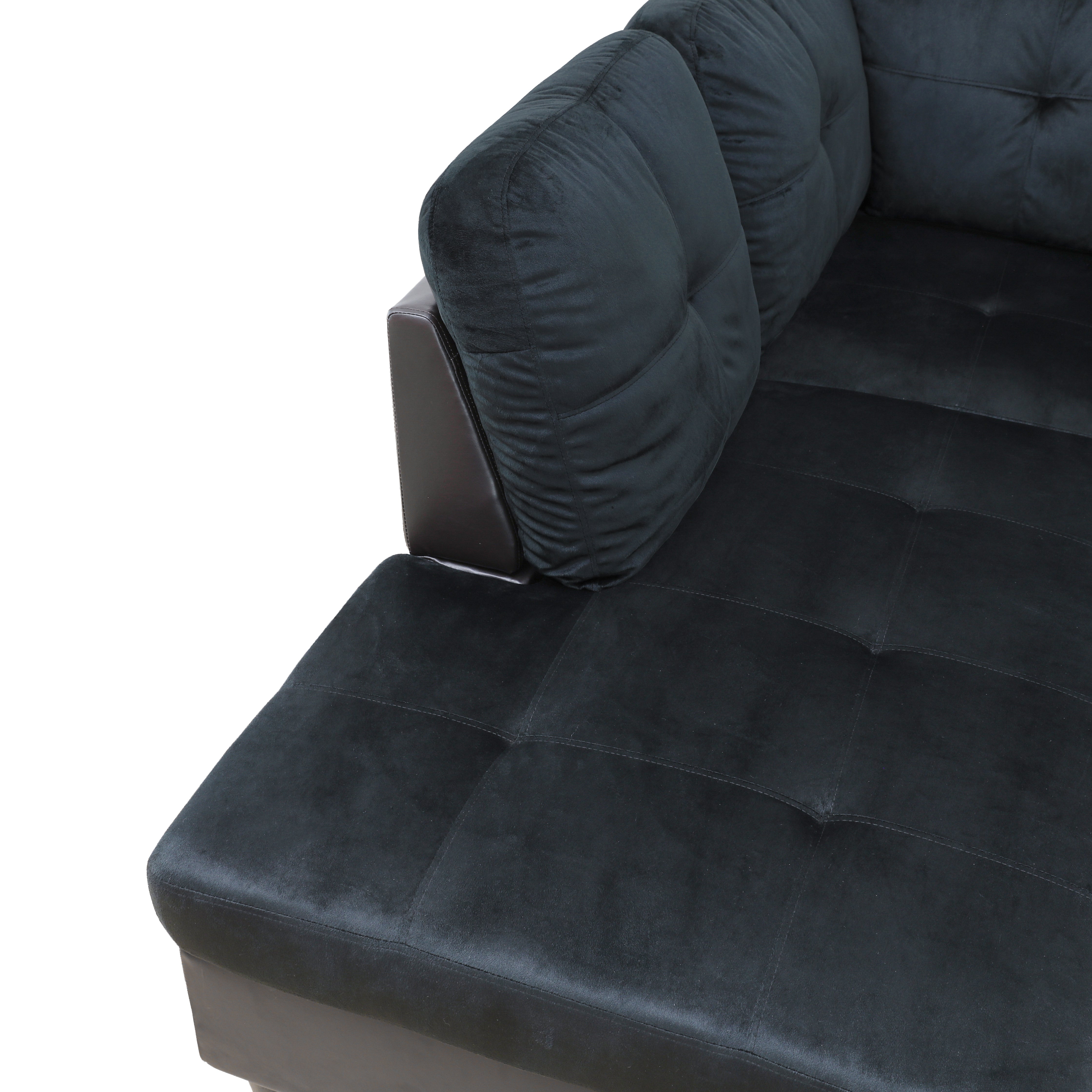 AInehome Dark Blue And Brown Lint L-Shaped Living Room Sectional Sofa Set