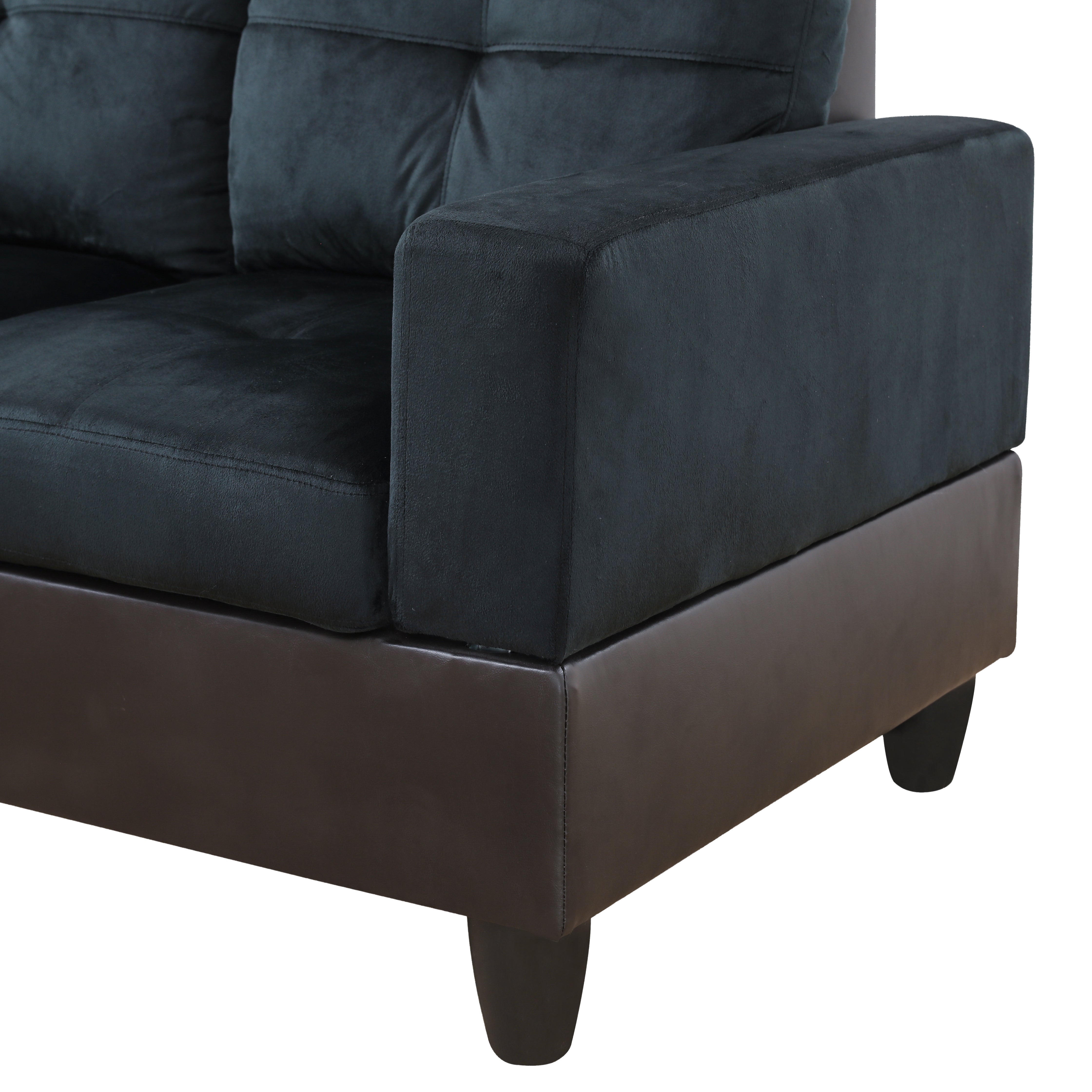 AInehome Dark Blue And Brown Lint L-Shaped Living Room Sectional Sofa Set