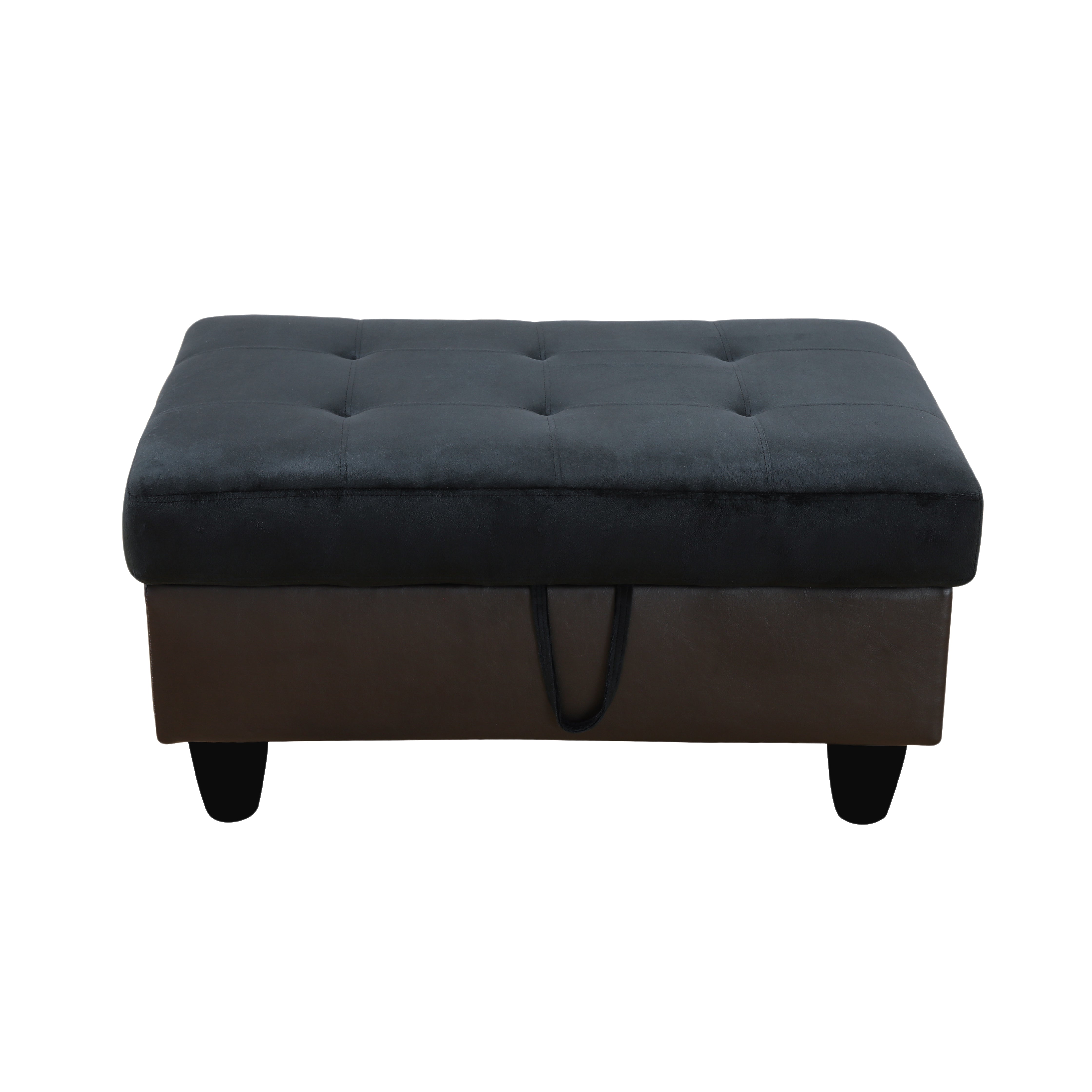 Ainehome Dark Blue And Brown Color Lint And PVC Storage Ottoman Living Room Sofa