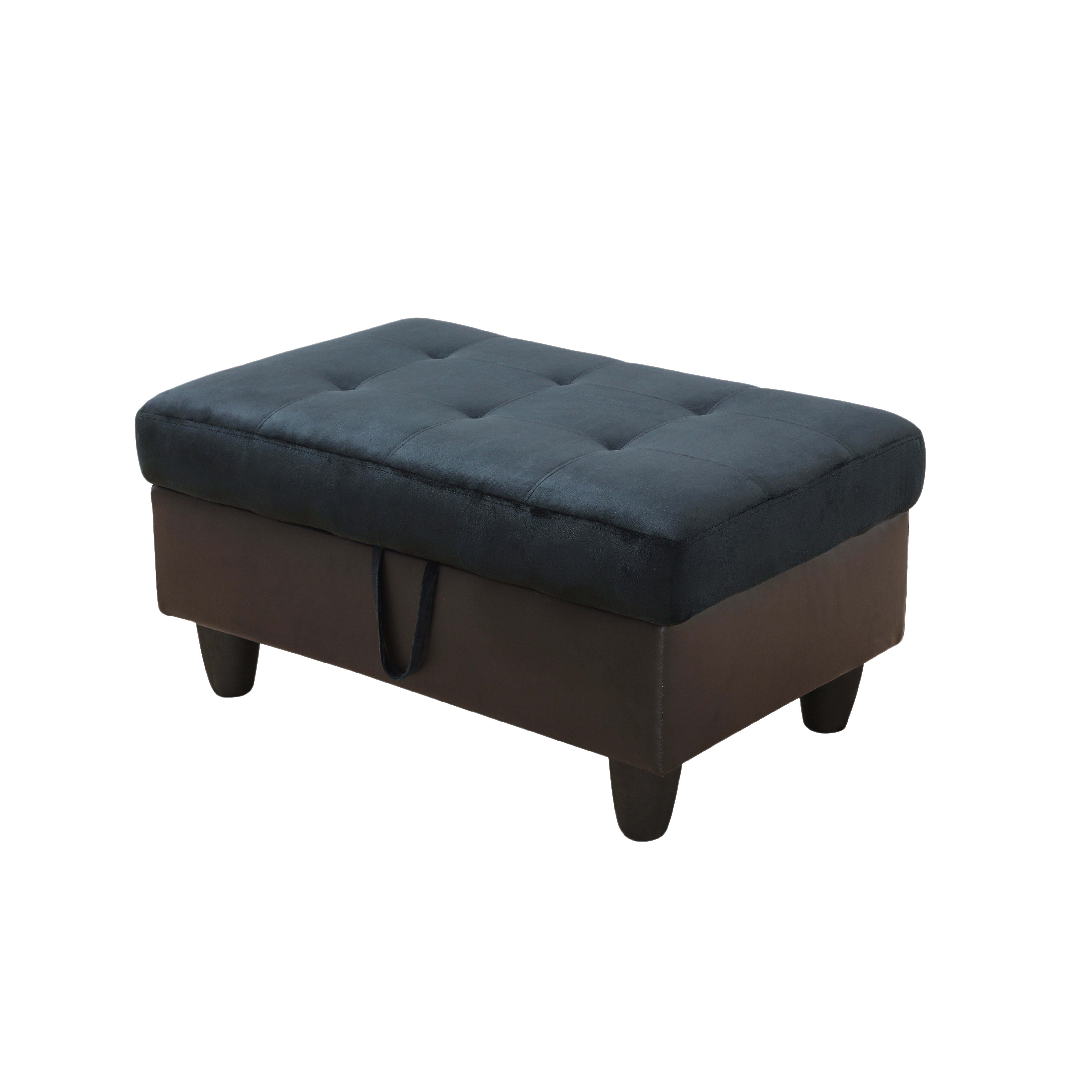 Ainehome Dark Blue And Brown Color Lint And PVC Storage Ottoman Living Room Sofa