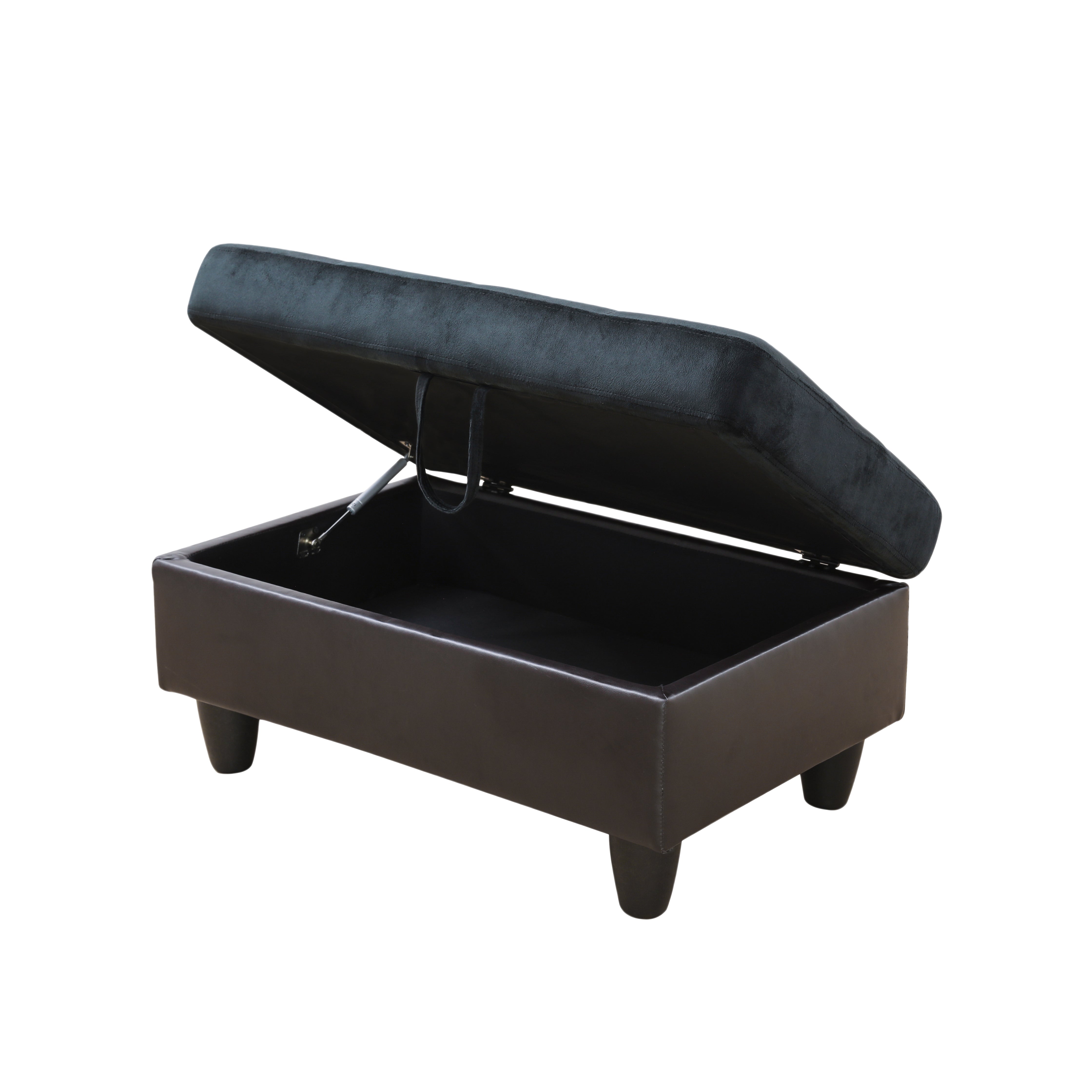 Ainehome Dark Blue And Brown Color Lint And PVC Storage Ottoman Living Room Sofa