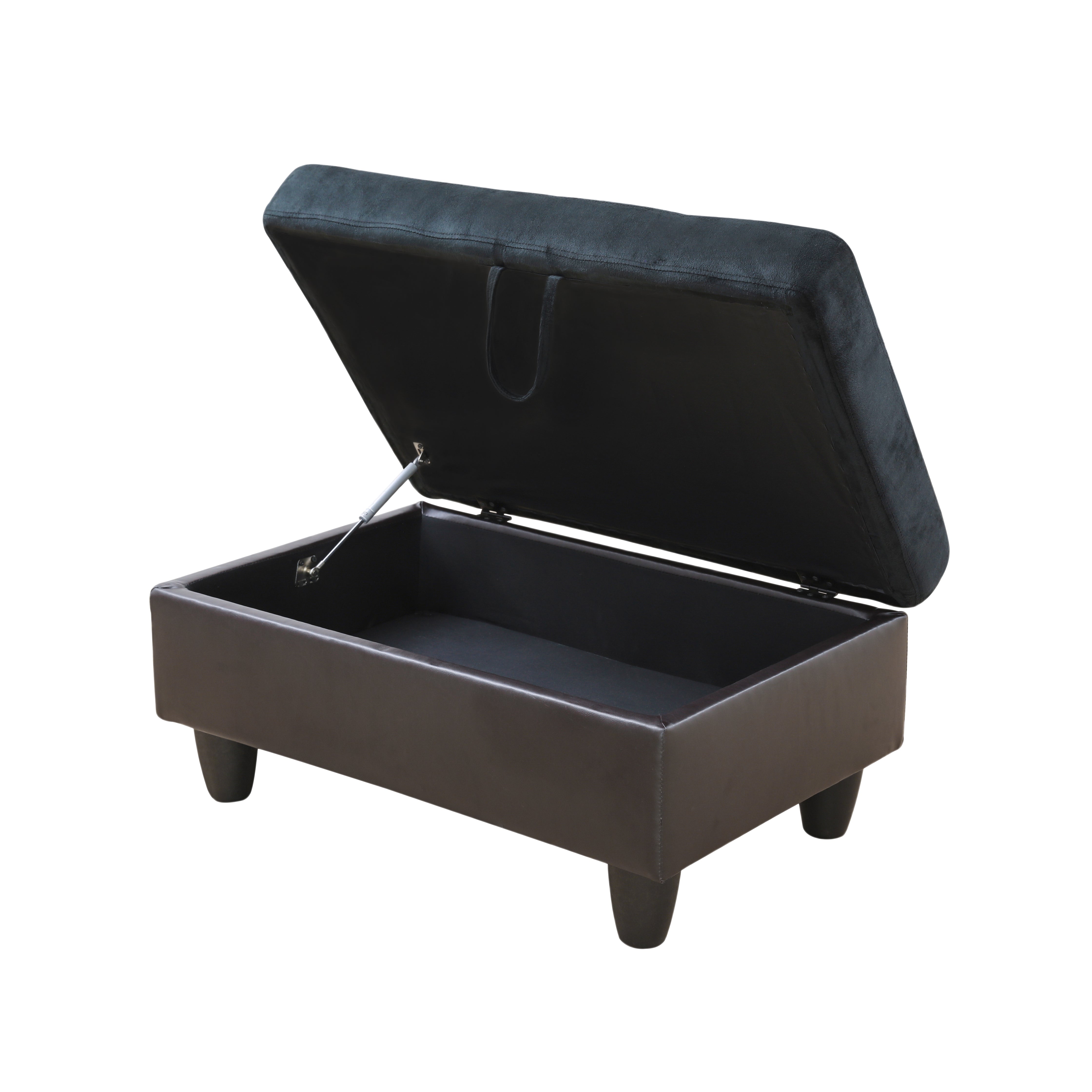Ainehome Dark Blue And Brown Color Lint And PVC Storage Ottoman Living Room Sofa